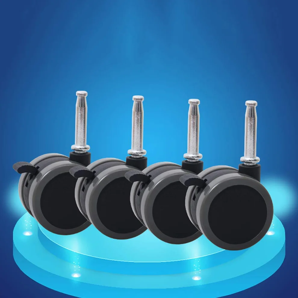 Roulettes de Lit d'enfant en Nylon, Roues Pivotantes avec Frein, 2" Double Roue, Charge 120kg, Silencieux, Tige M8x38mm, Noir