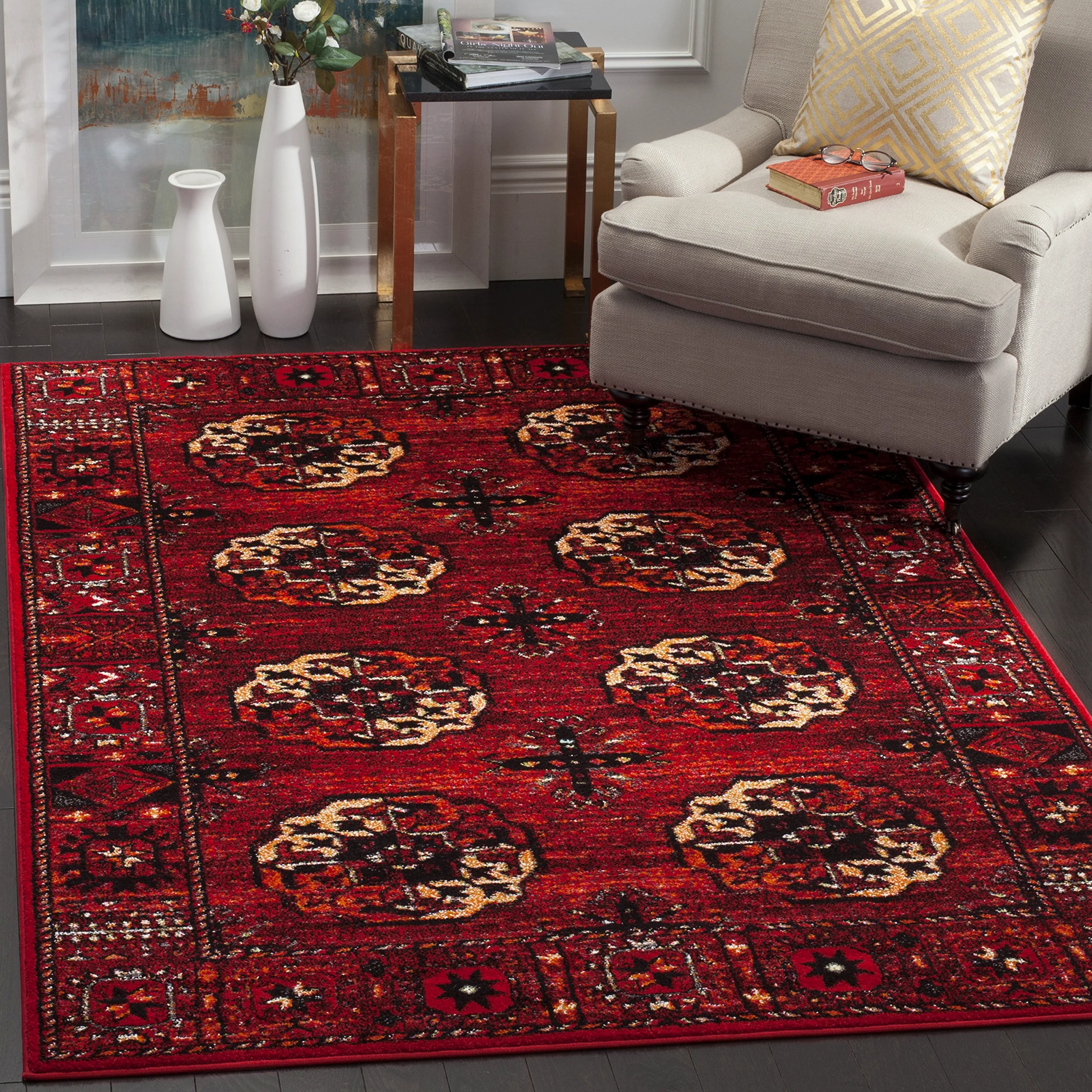 SAFAVIEH Tapis Traditionnel pour Salon, Salle à Manger, Chambre à Coucher - Persian Collection, Tapis à Poil Court, Rouge et Multi, 160 X 229 cm