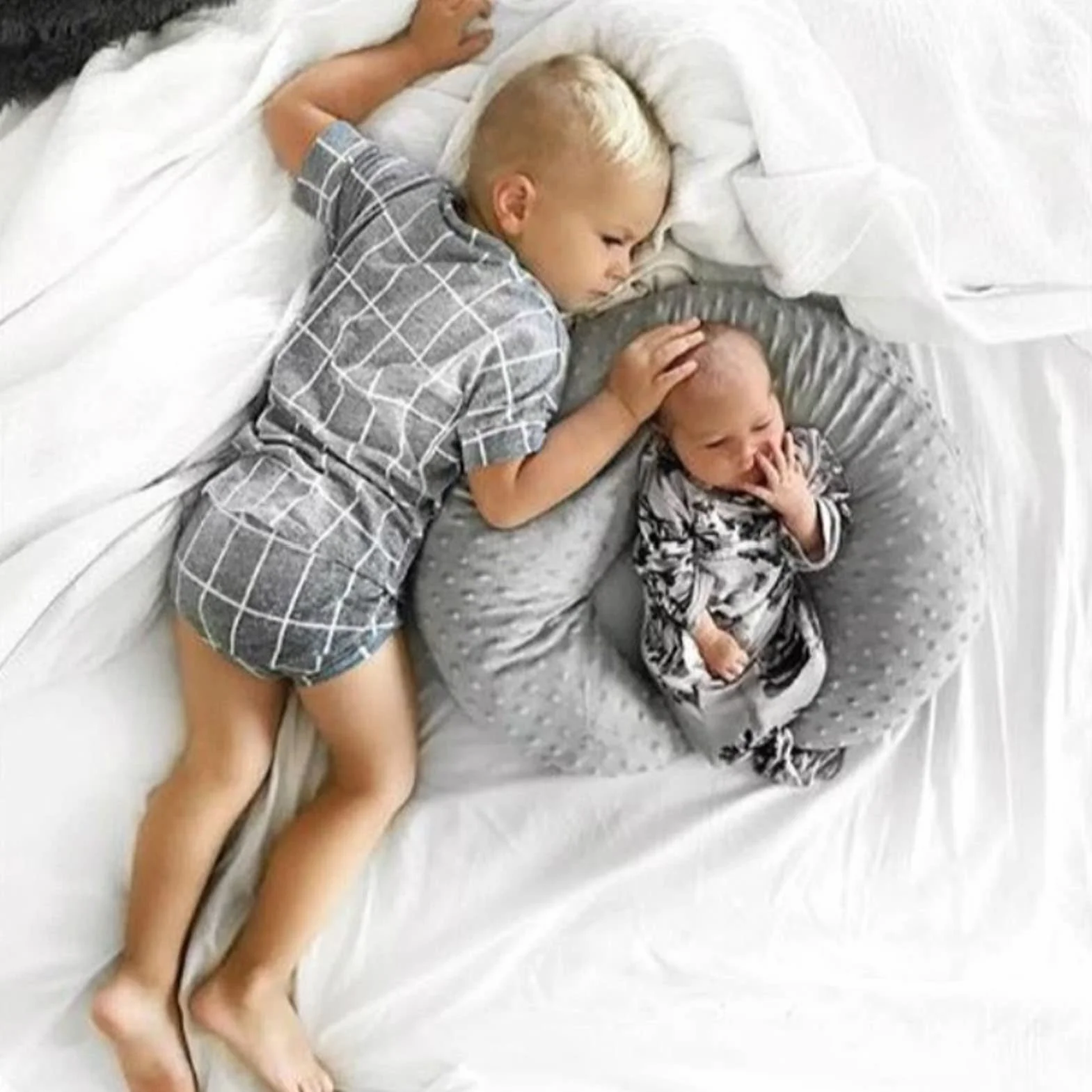 Housse de Coussin d'Allaitement pour Bébé en Forme de U, Nettoyable, Blanc