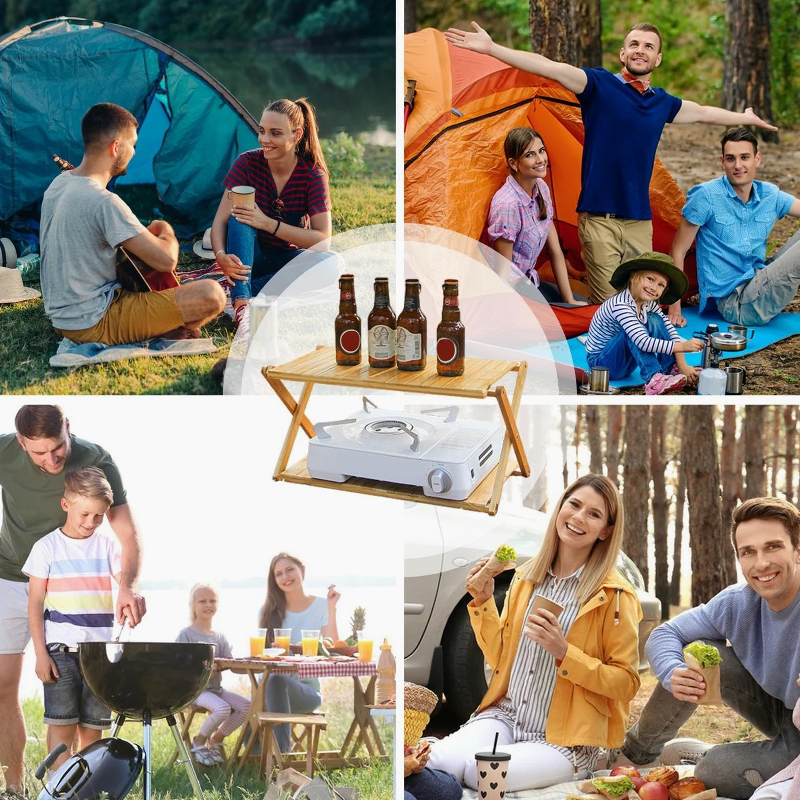 Étagère Pliante Rangement Camping Organisateur De Rangement Facile À | 2 Niveaux Support De Rangement Pliant Extérieur Salle De Bain, Accessoires De Camping Pour Livres, Divers, Cuisine