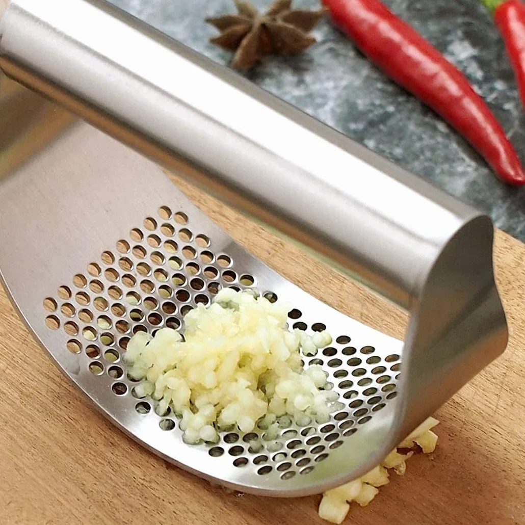 Sinnsally Presse Ail Manuel en Acier Inoxydable, Découpe Ecrase Ail, Garlic Press Rocker