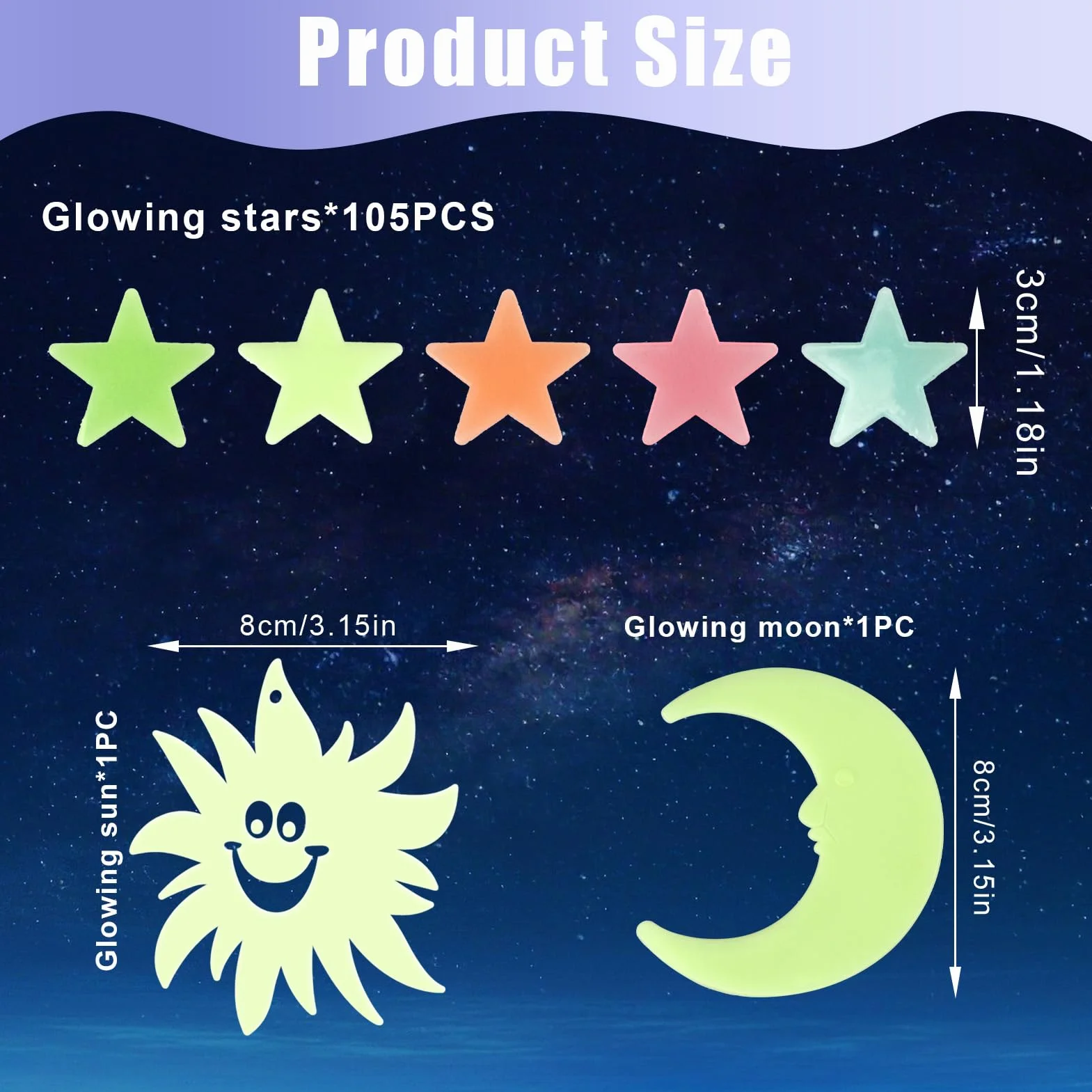 Ruvan 207 Pièces Étoiles Phosphorescentes Plafond, Autocollantes Fluorescentes Chambre Enfant
