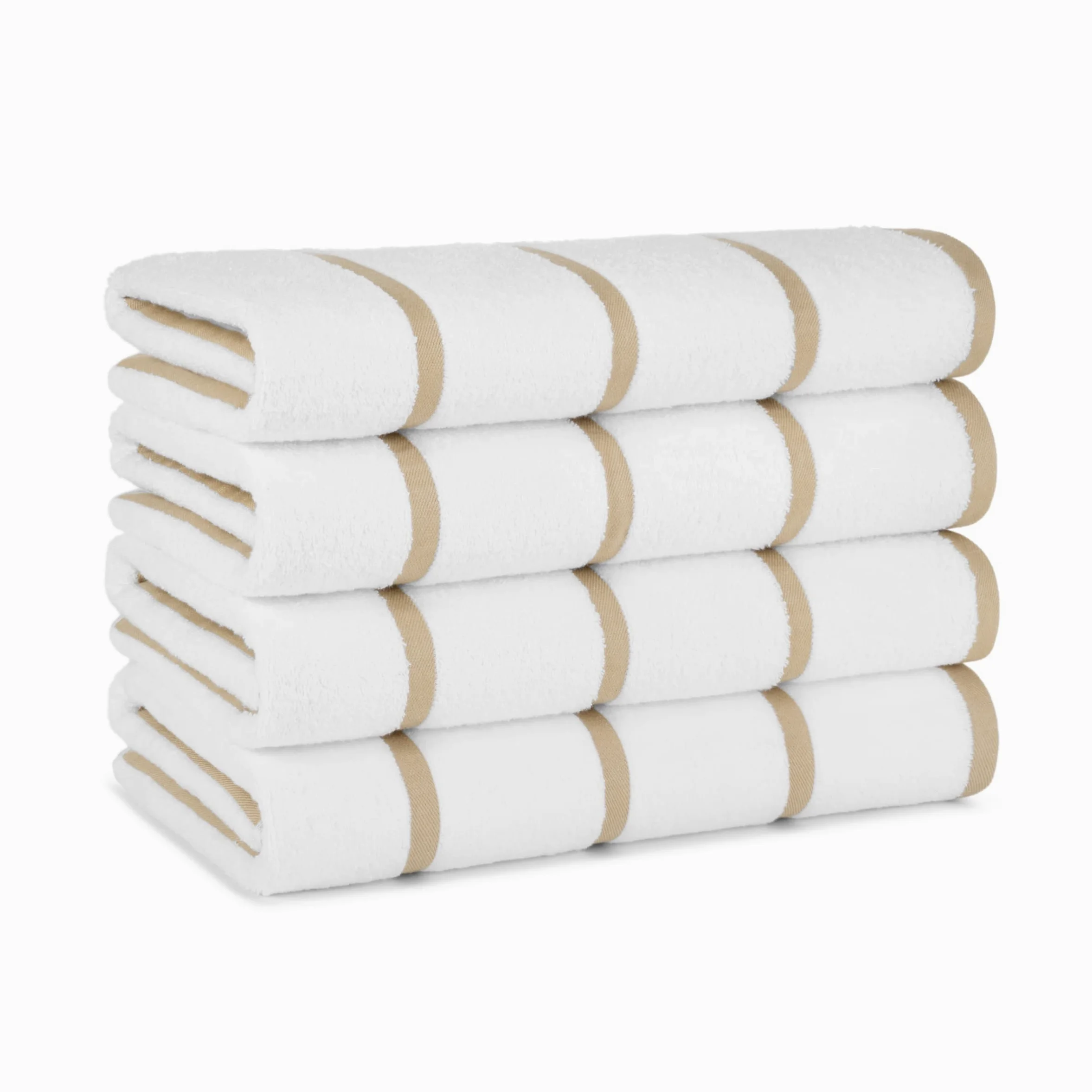 Arkwright Lot de 4 Serviettes de Plage Las Rayas 100% Coton filé à l'anneau Douces à séchage Rapide, 480 g/m² pour hôtel, hôtel, Spa, Tube à remous, 76,2 x 152,4 cm, Rayures Beiges