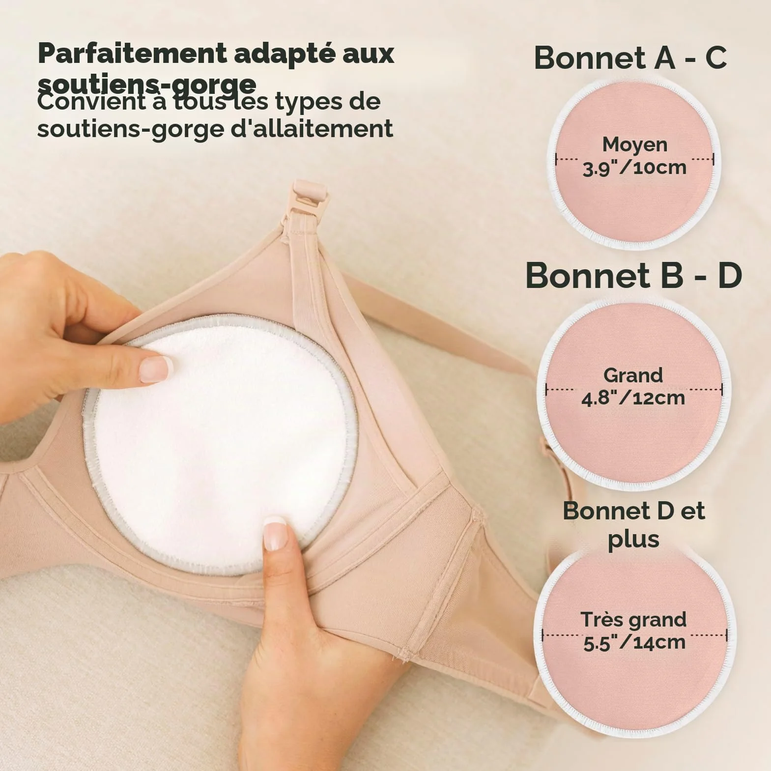 KeaBabies Coussinets d'allaitement Réutilisables 4-Couches Biologique Bambou Lavable Maternité L 12 cm
