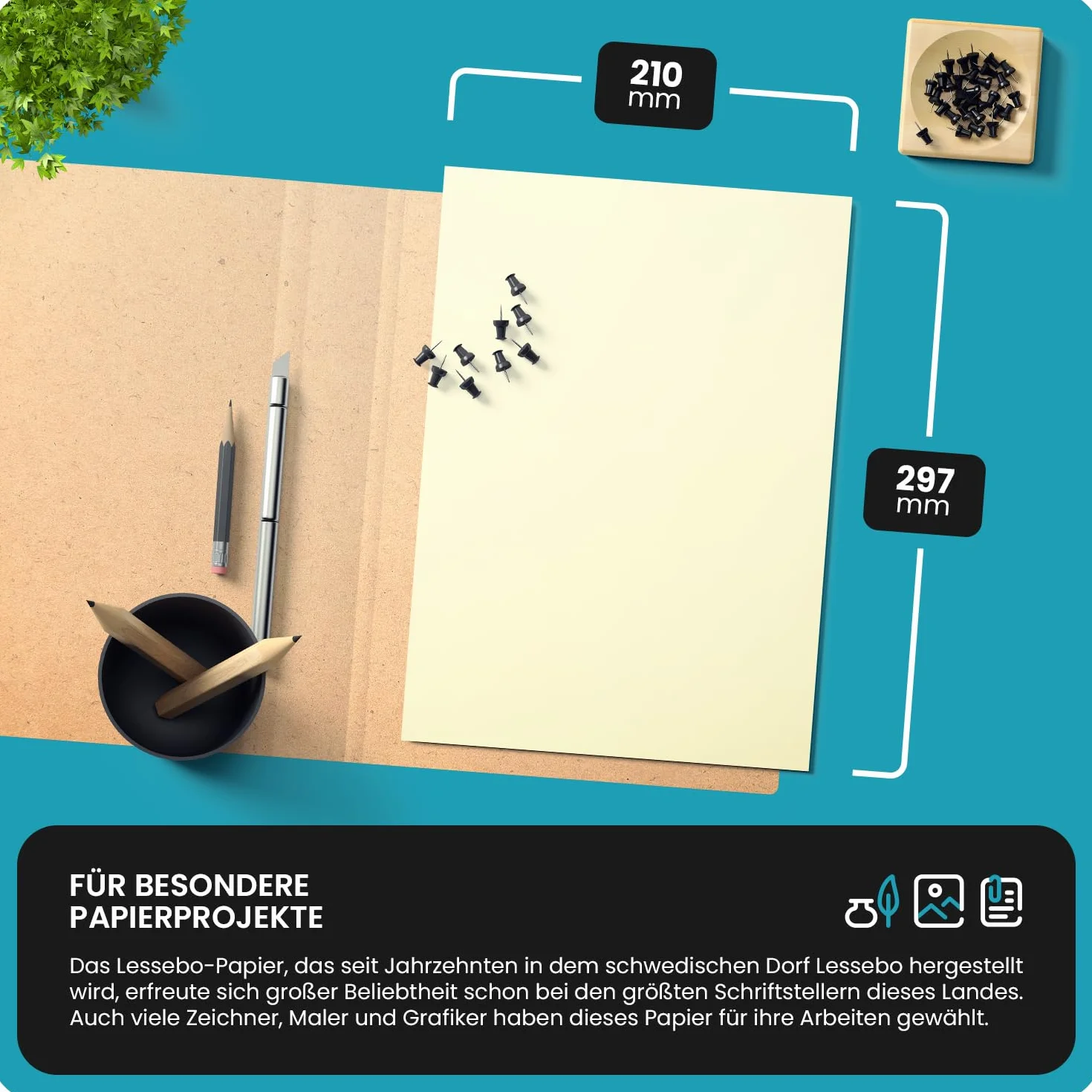 Papier cartonné ivoire A4 210 x 297 mm 100g Lessebo Smooth Ivory imprimable