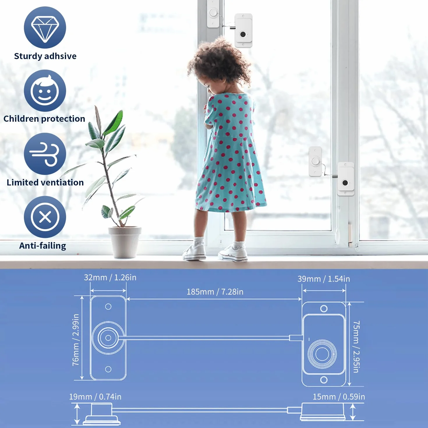 Sécurité Enfant Placard Empreintes Digitales, Cadenas Frigo, Limiteur Fenêtre, Bloque Tiroir, Blanc