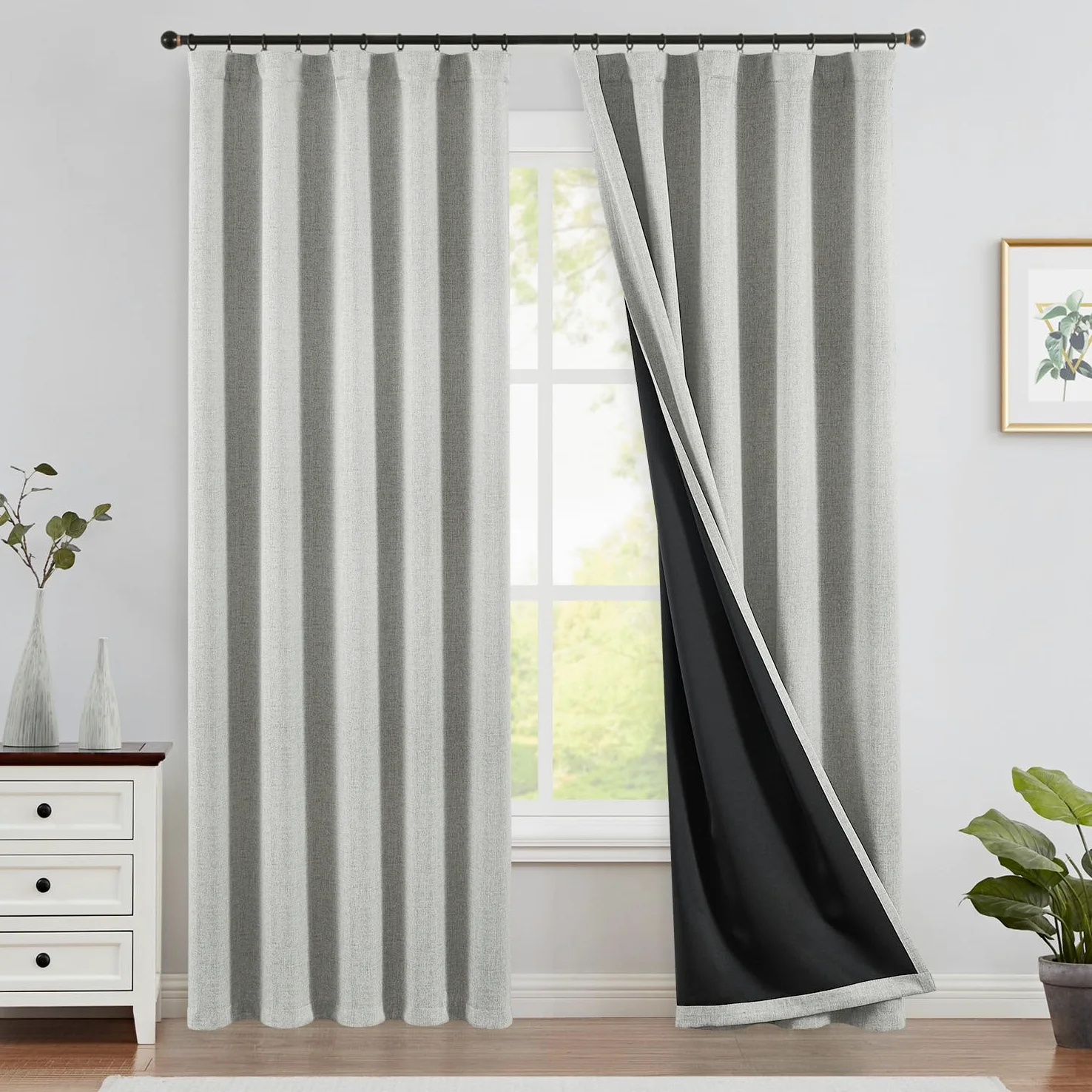 TOPICK Lot de 2 Rideau Occultant Thermiques Isolant Anti Froid et Chaleur Rideau Fenetre Opaque Draperies Intérieurs Gris Simple Durable pour Chambre à Coucher Salon Chambre Adulte 140 x 245cm (LxH) | Rideaux avec passe-tringle, rideaux pour salon, chambr