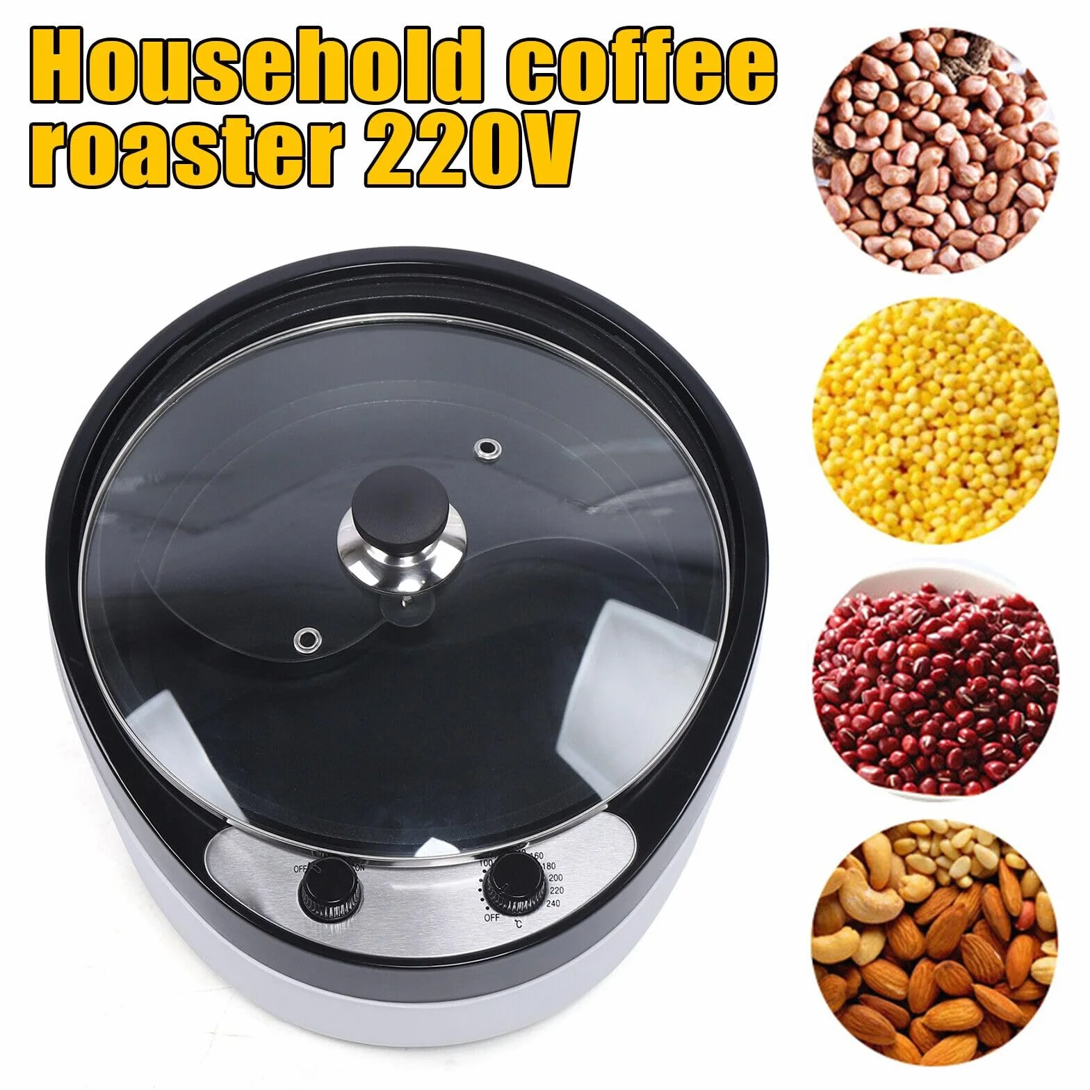 Baker Torréfacteur à café électrique 800 g 1200 W 0-240 °C anti-adhésif