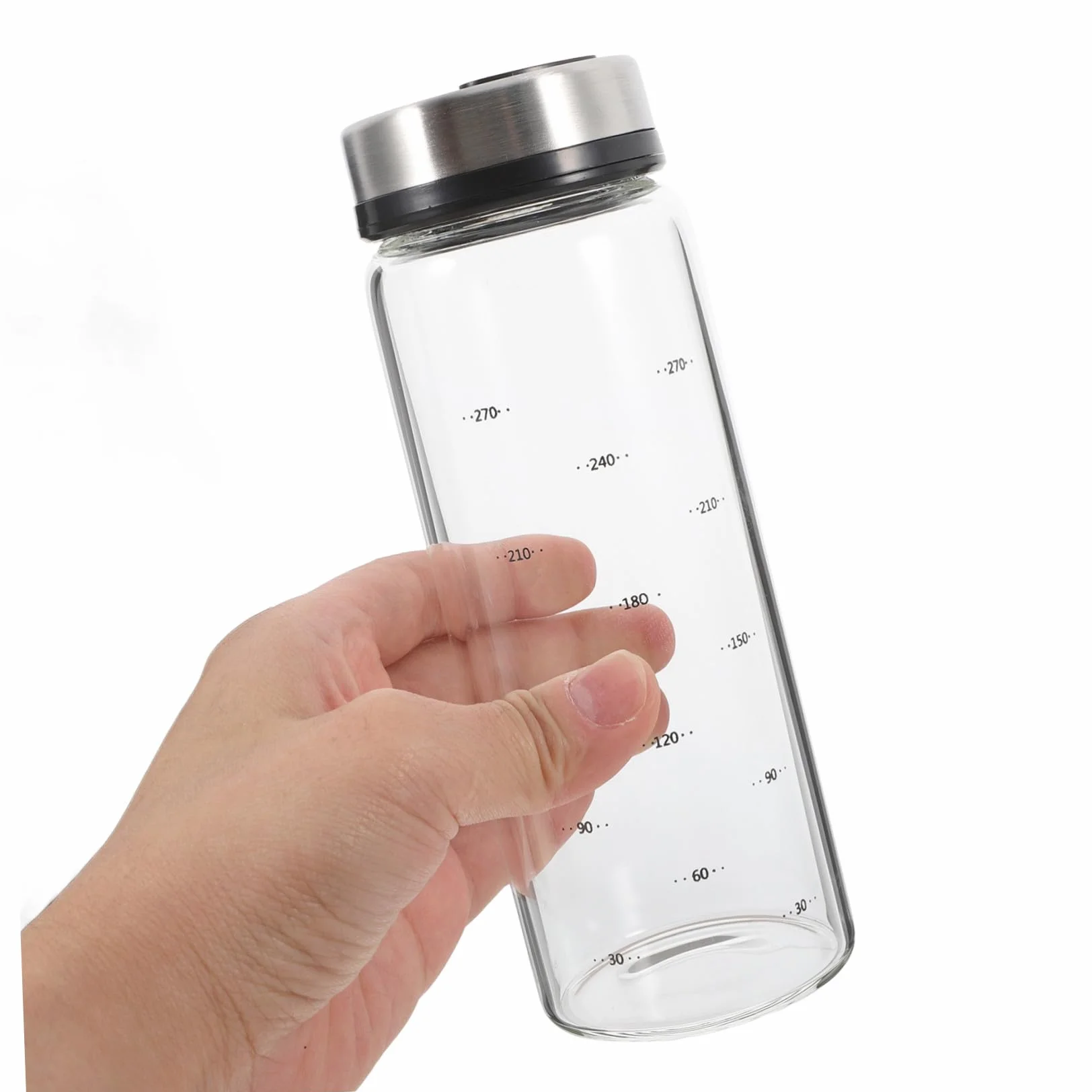 Pot à Épices en Verre 300ml Couvercle Rotatif Acier Inoxydable Récipient à Poivre Cuisine