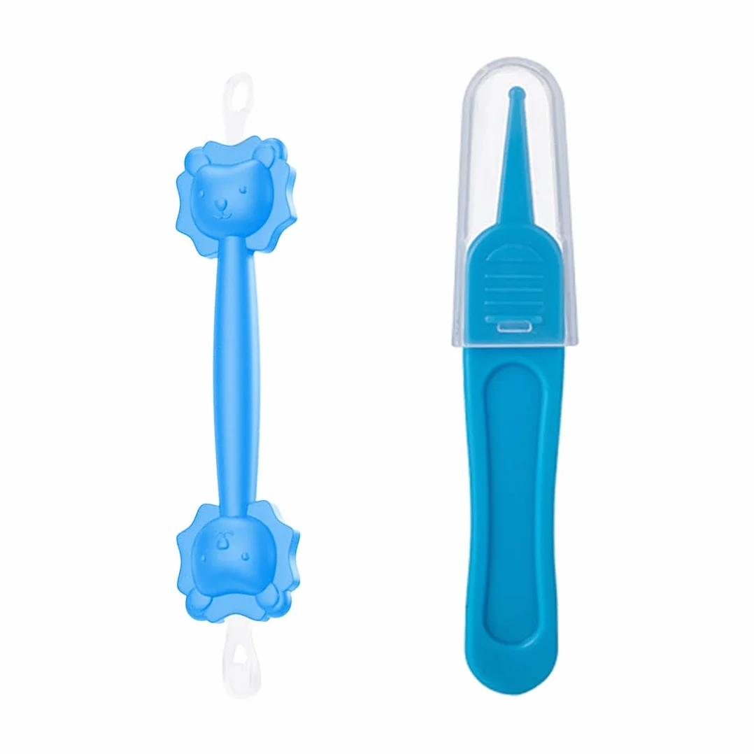 Kit de nettoyage nez-oreilles bébé, bâtonnet double embout + pince silicone