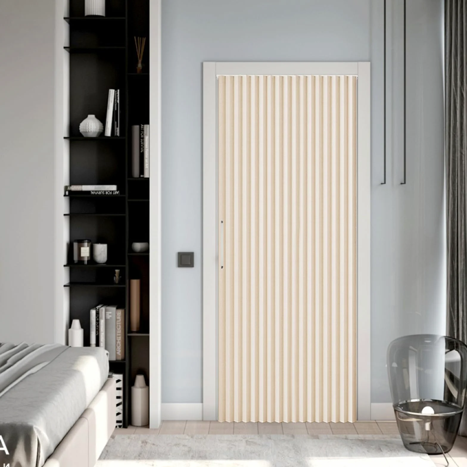 Rideau de porte magnétique - 120 x 200 cm - Pliable - Occultant - Porte intérieure pliante - Sans perçage - Avec rail adhésif - Crochets - Pour armoires, salle de bain, chambre à coucher, salon