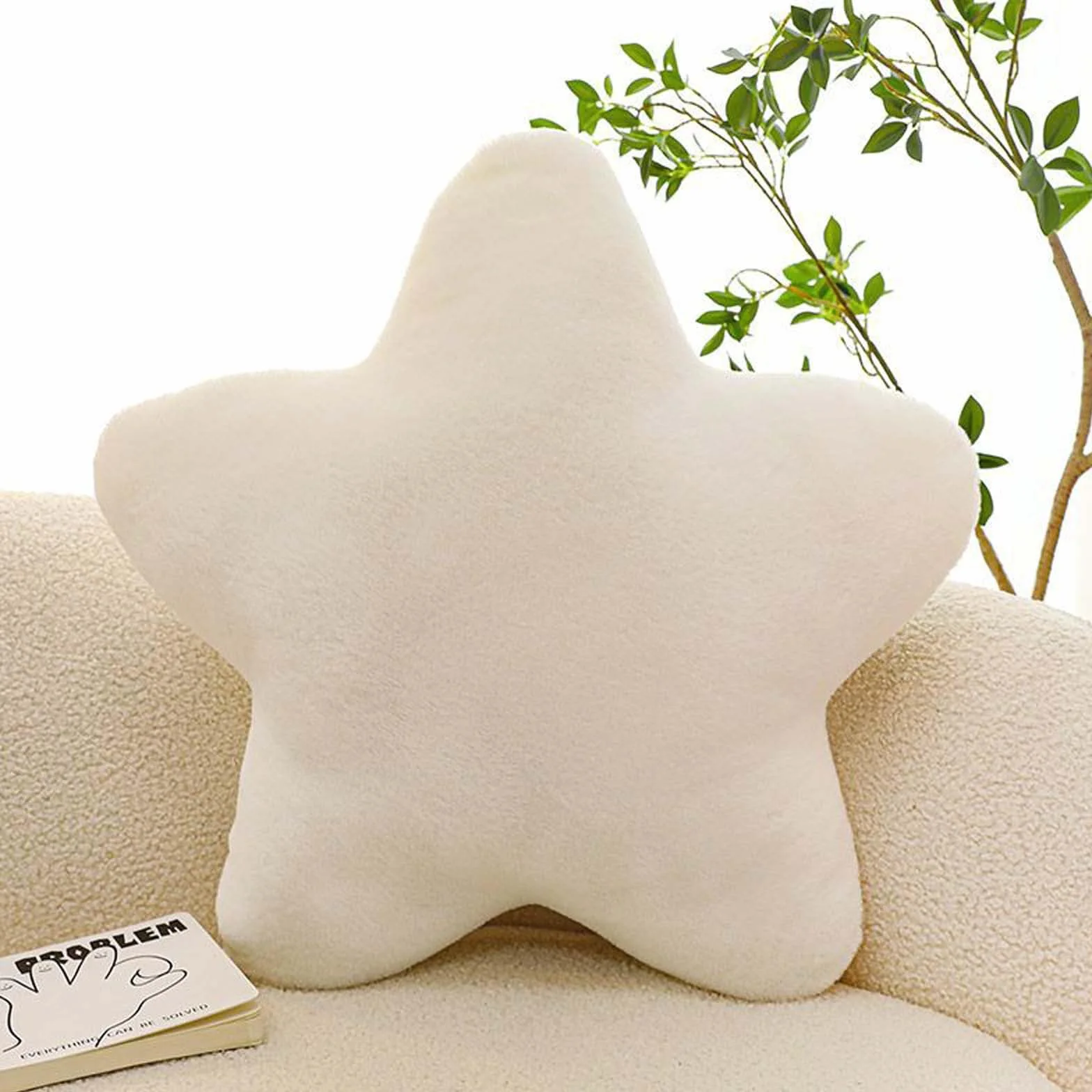 Coussin décoratif en forme d'étoile 30 cm Blanc laiteux pour enfant
