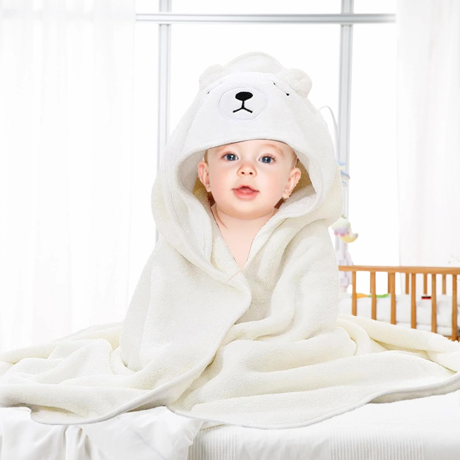 Serviette de Bain à Capuche Bébé 3 Pièces Bambou Super Absorbante