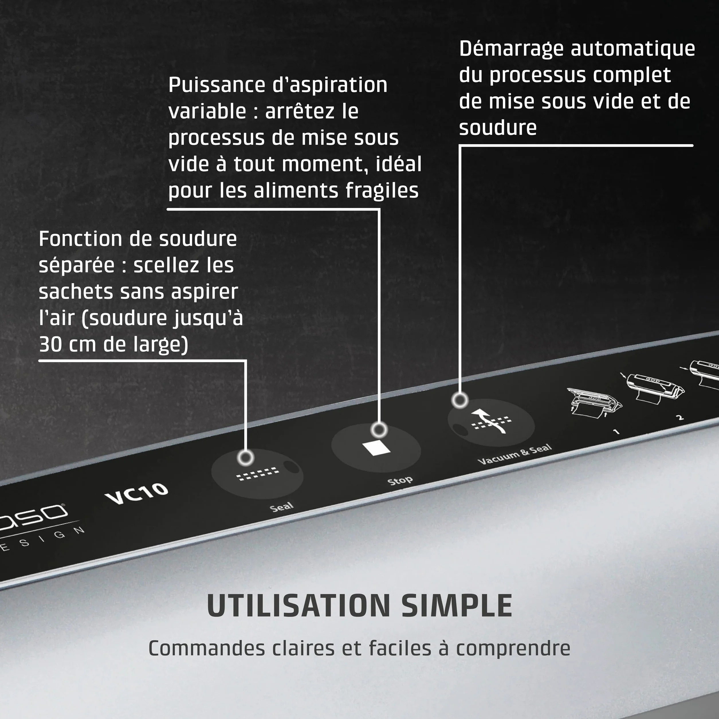 CASO VC 10 machine sous vide alimentaire barre de soudure 30 cm argenté
