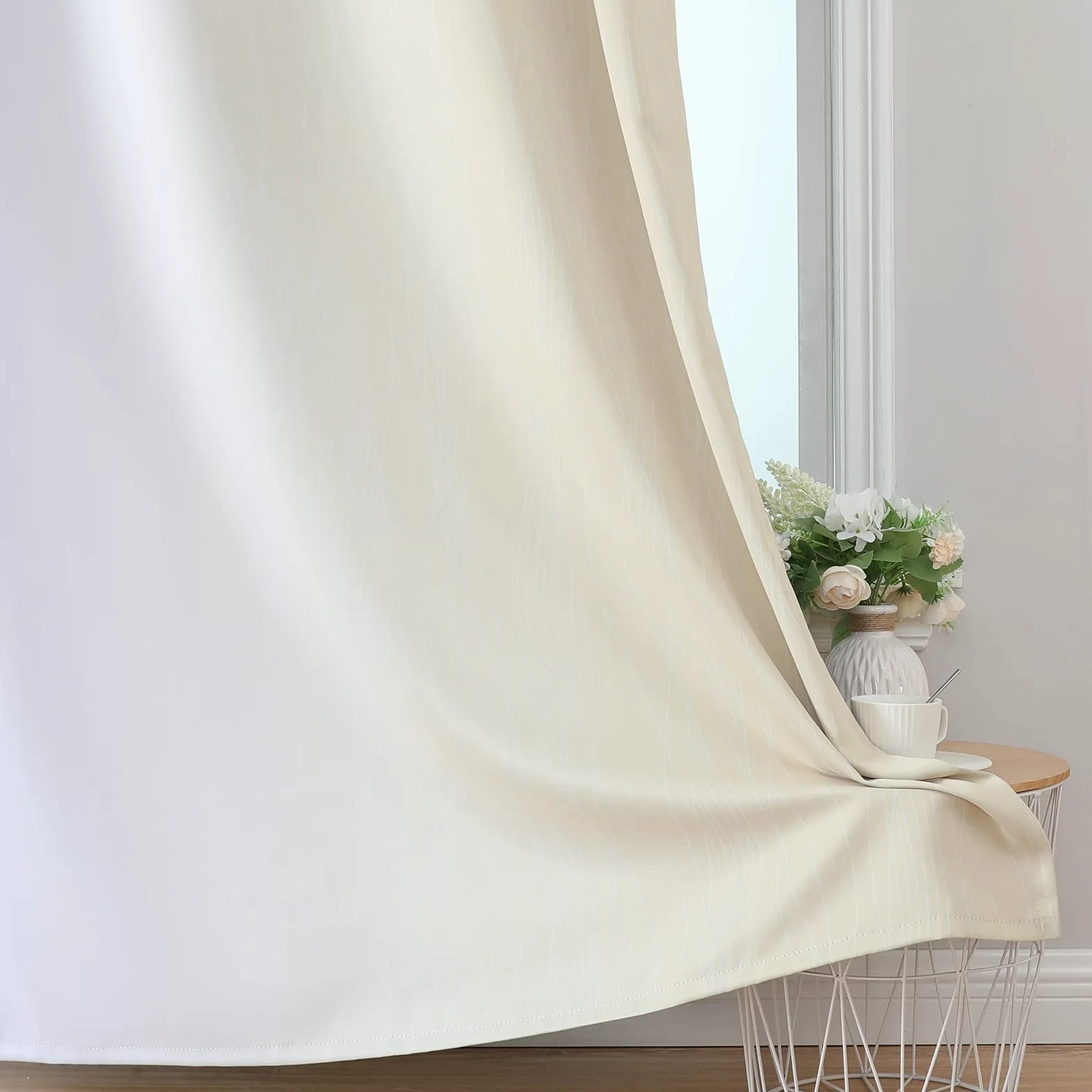 Dégradé Ombre Beige Clair Blanc, Rideau à œillets, Rideaux de fenêtre, thermorideau Anti-Froid, Double Rideau 2 pièces, Rideaux de Chambre à œillets, occultants pour Salon, H 229 x L 132 cm