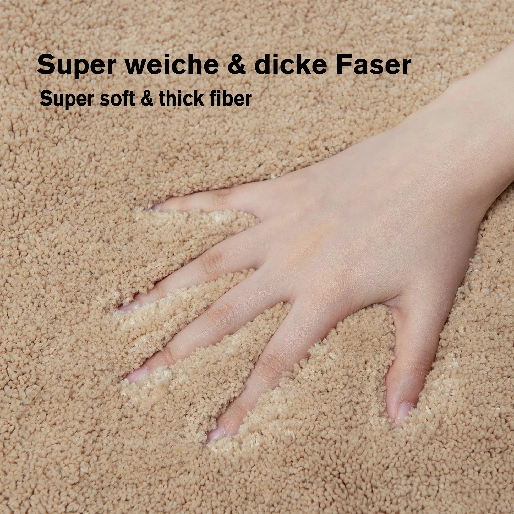 Tapis de bain antidérapant 120 cm x 70 cm - Lavable en machine - Antidérapant - Doux - Absorbant l'eau - En microfibre moelleuse - Beige crème - Réutilisable