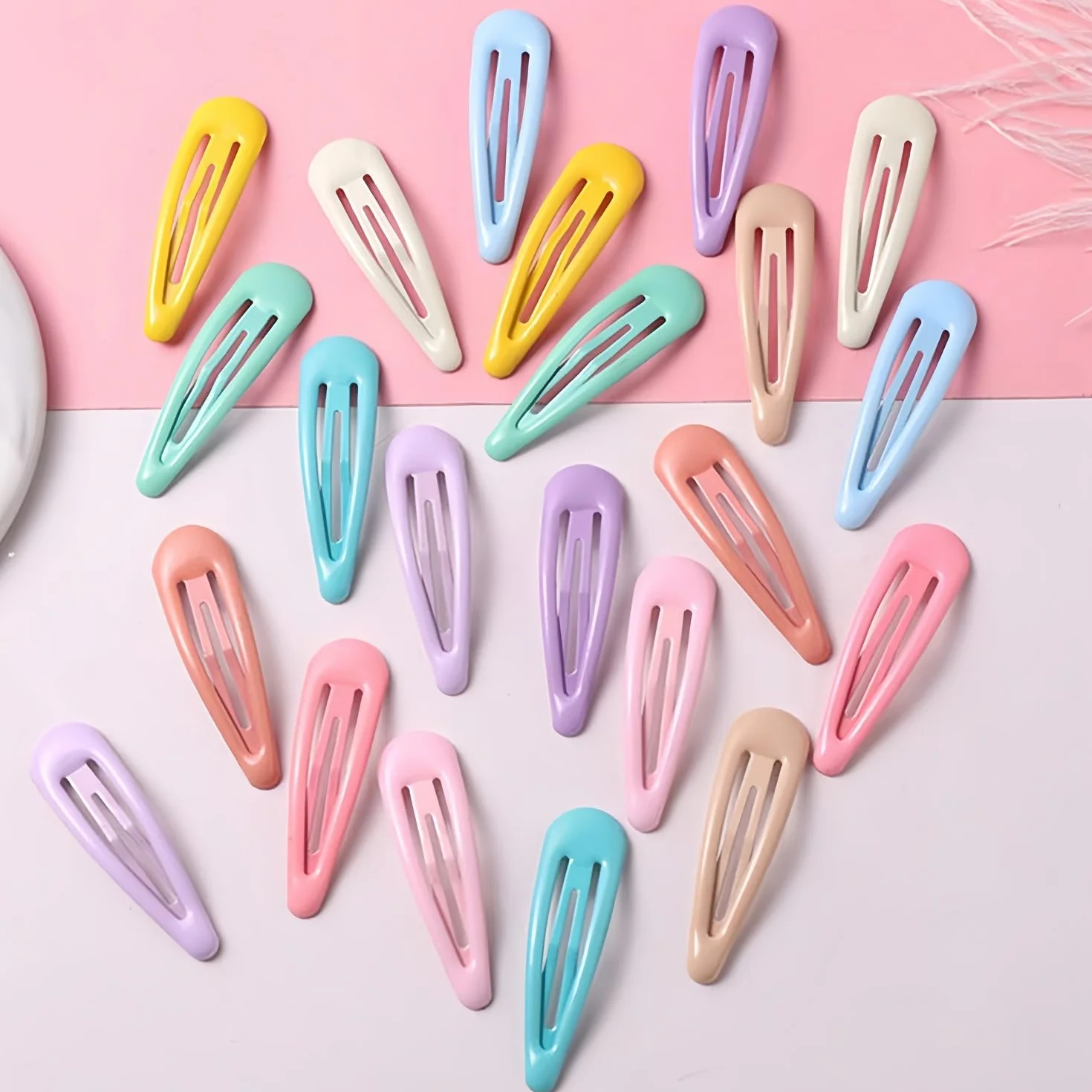 Barrettes à cheveux pour fille 5 cm Lot de 40 Couleur bonbon