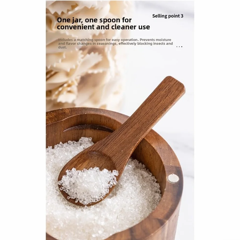 Salière en bois d'acacia avec couvercle rotatif, dimensions optimisées