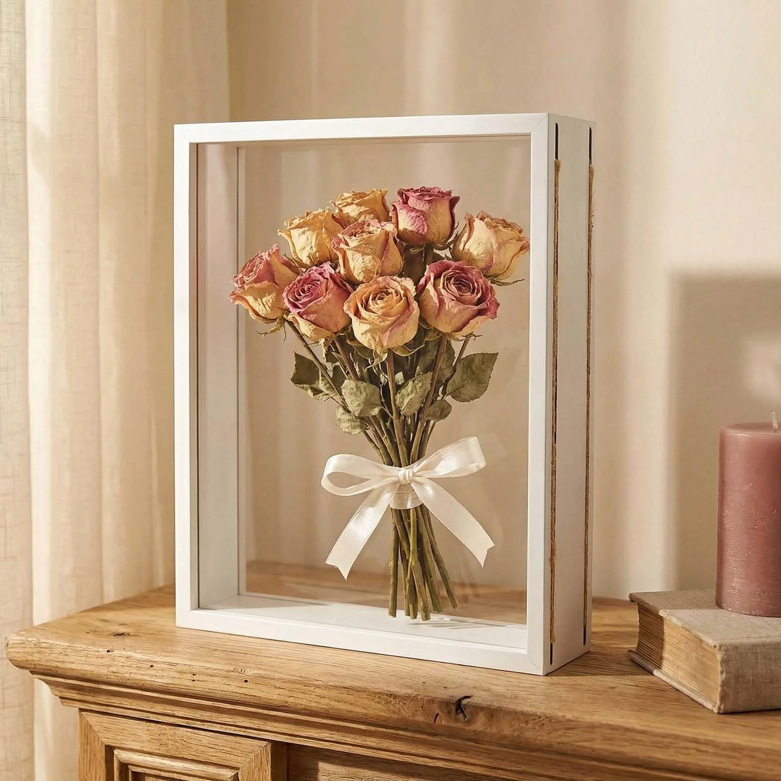 Cadre Photo 3D A4 5cm Bois pour Objet, Boîte d'Ombre Profonde 21x29.7cm Noir