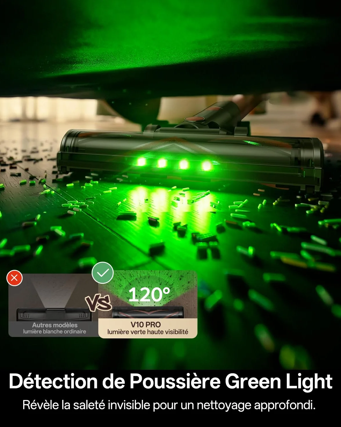 Vexilar V10 Pro Aspirateur Balai sans Fil 50KPa 450W 50 Mins Brosse Anti-Emmêlement