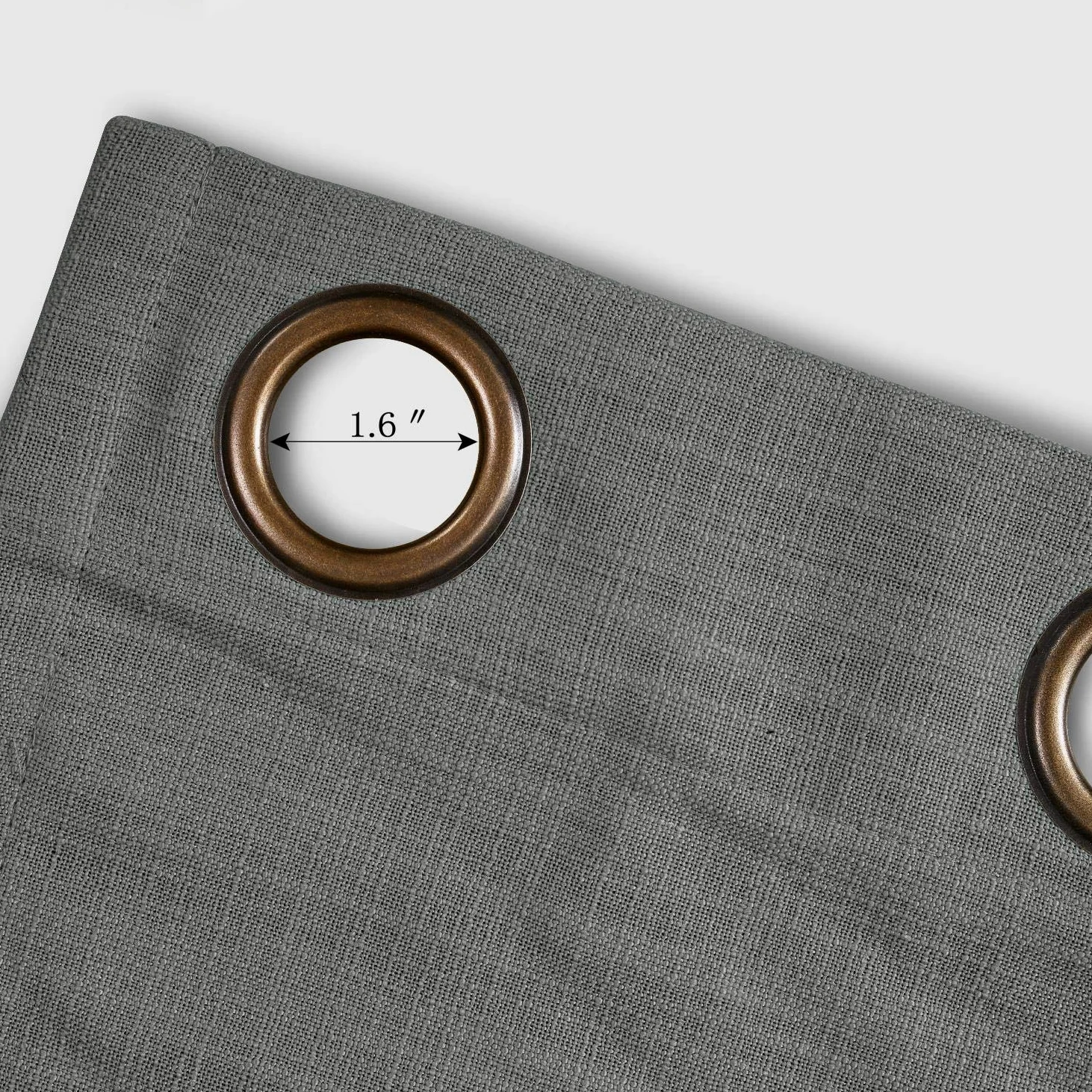 ChadMade L 140 x H 240 CM Gris Carbone Rideau en Faux H Lin Draperies Occultants Double Face, Rideau à Oeillets Bronze Antique Assombrissant pour Porte Coulissante Verre Patio Salon (1 Panneau)