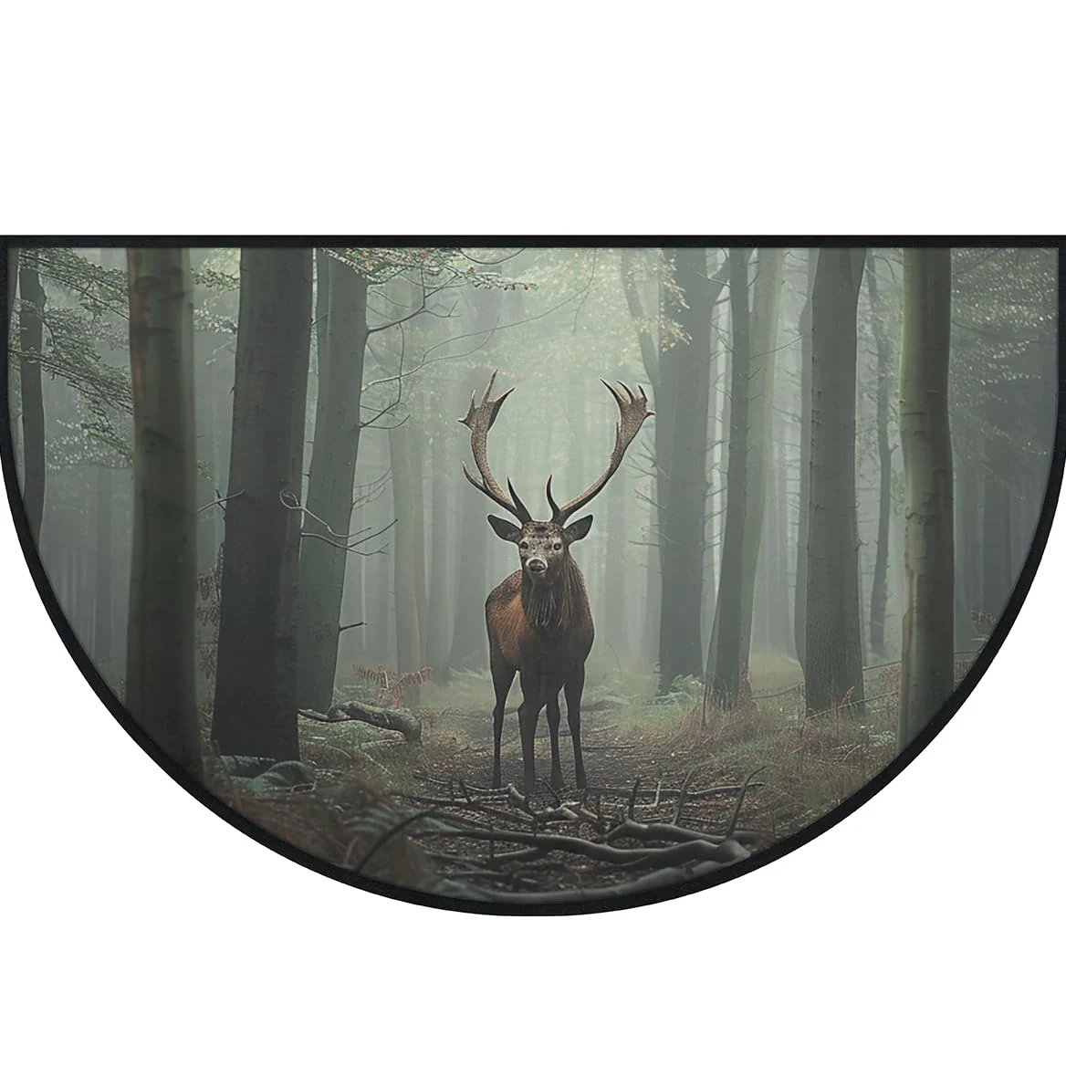 Mexpekil Forest Deer Paillasson en demi-lune pour intérieur et extérieur - Lavable - Absorbant la saleté - 100 x 160 cm
