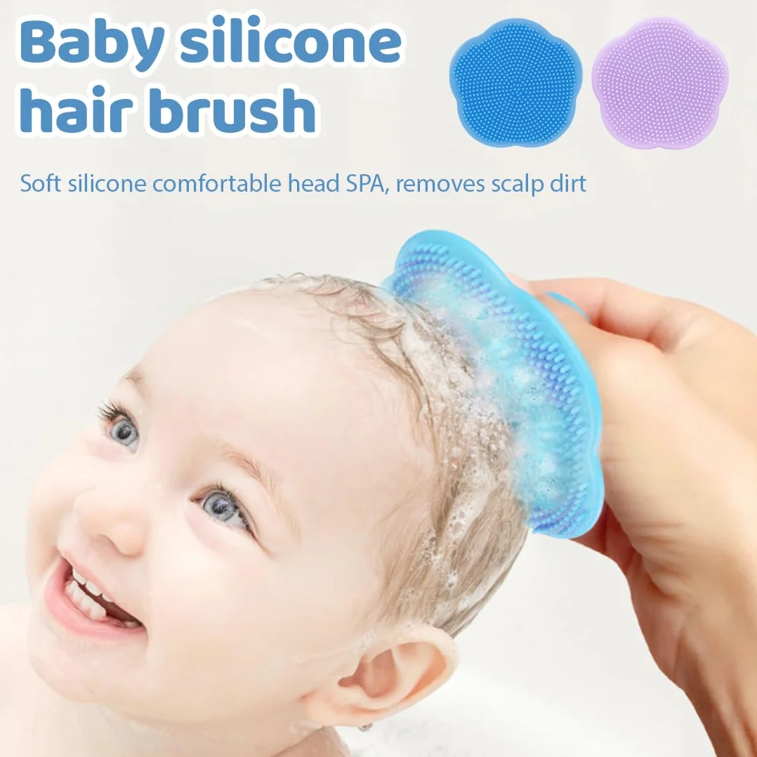 Peigne à Cheveux pour Bébé en Silicone, Brosse de Bain et Massage, 4 Pièces