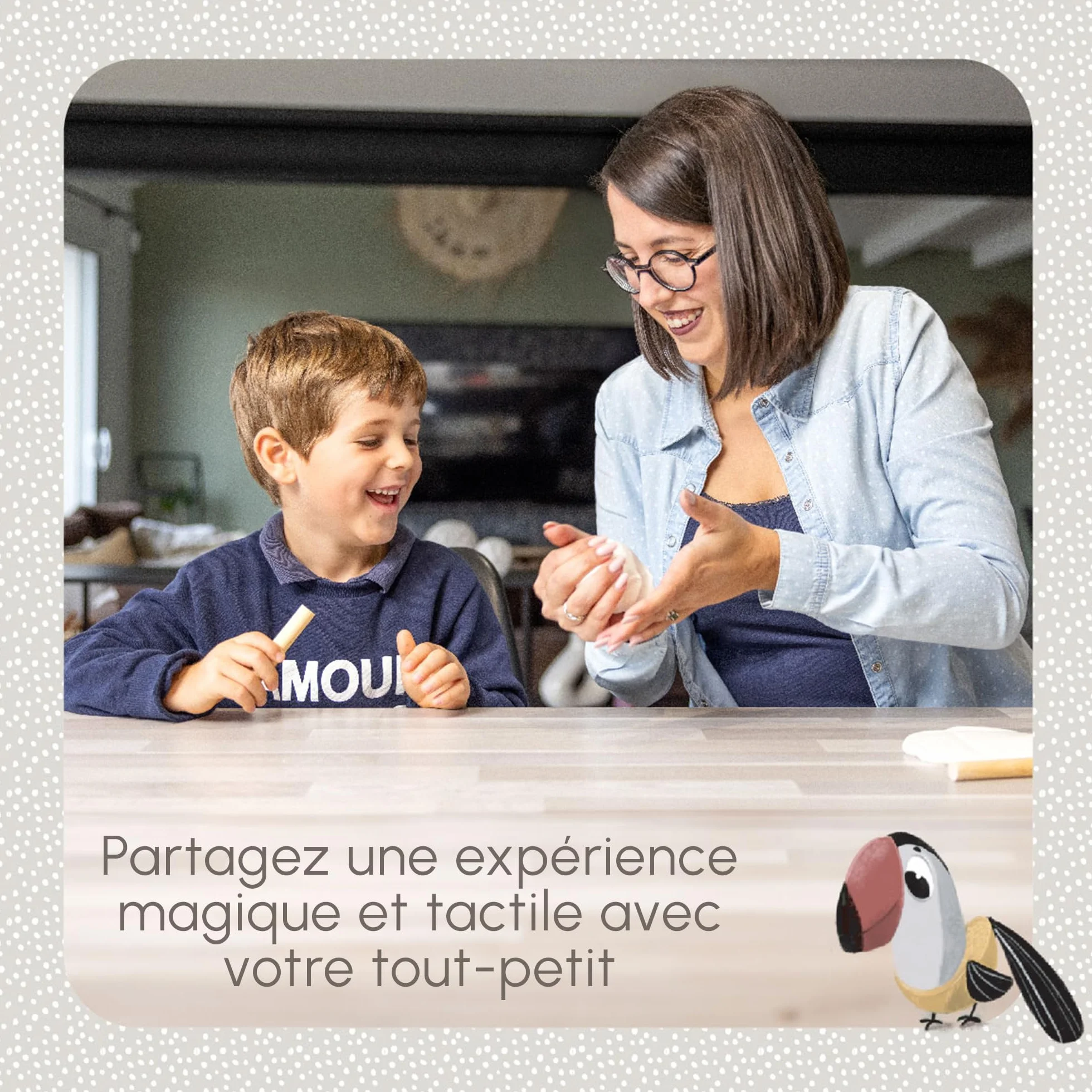 Tiny Love Double Frame Photo Cadre Personnalisé Empreinte Main Pied Bebe Kit Argile Cadeau Naissance Coffret Tout-en-un Bois
