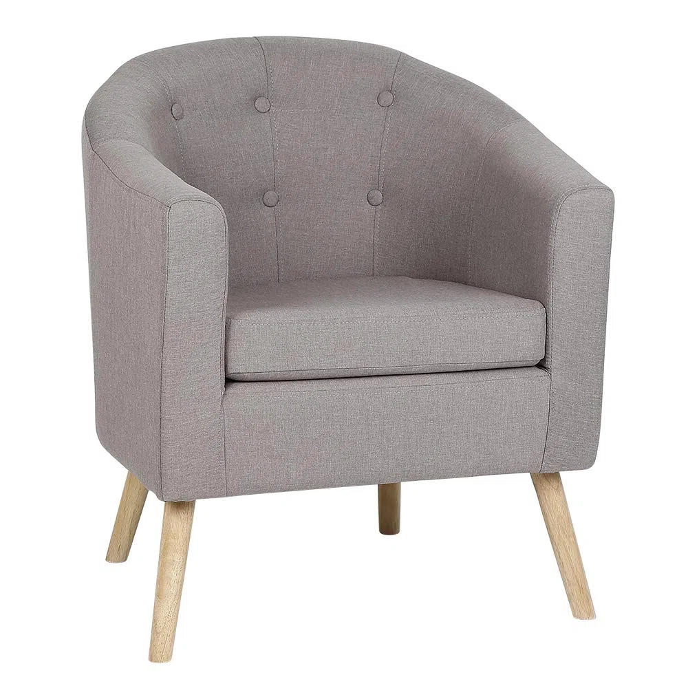MINGYI Petit Fauteuil Crapaud, Chauffeuse avec Accoudoirs, Fauteuils de Salon 1 Personne, Petit Canapé Rembourrée Épaisse (Gris Clair)