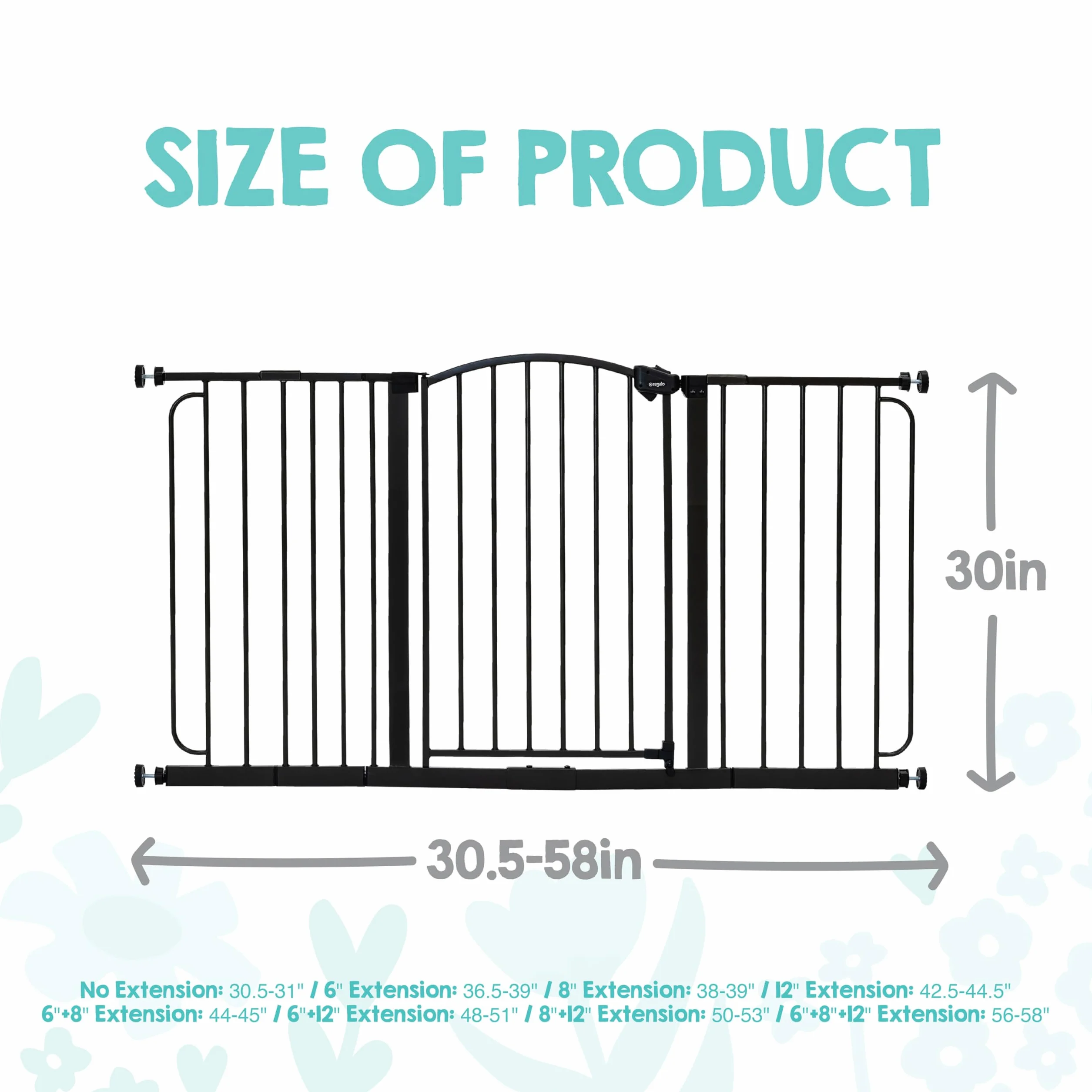 Regalo Safety Super Wide Arched Baby Gate 75-150cm Pressure Mounted Bronze