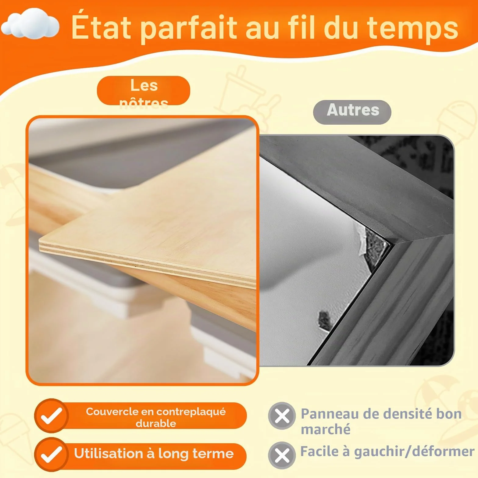 FUNLIO Table sensorielle en Bois avec 2 bacs pour Les Enfants de 1 à 5 Ans, Table sensorielle pour Enfants à Hauteur réglable sur 3 Niveaux, de Jeu pour l'eau et Le Sable, certifiée CPC