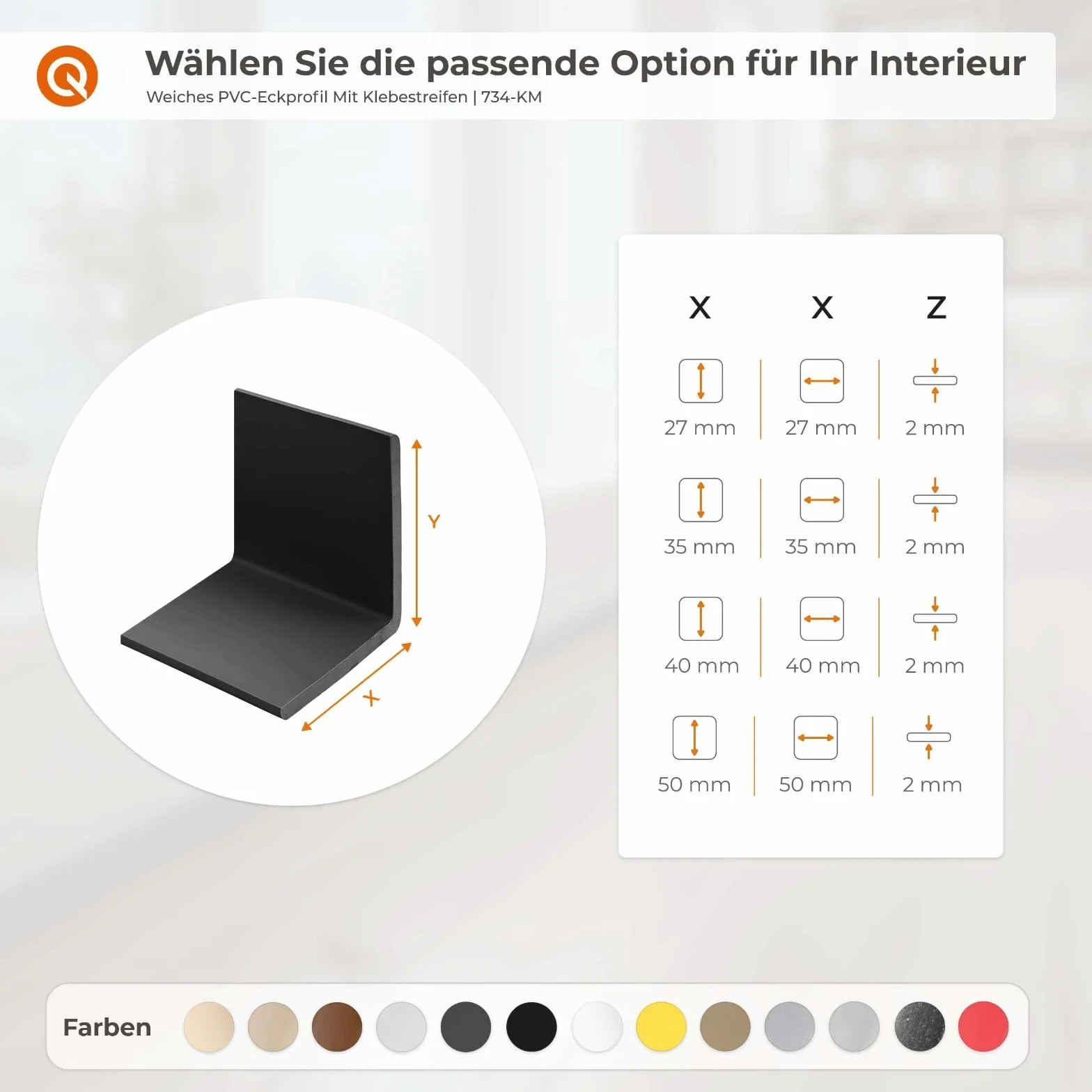 Cornière PVC 40x40mm autoadhésif Protection Angle Noir 200cm