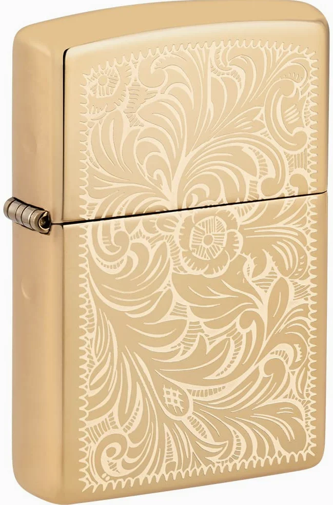 Zippo Briquet Tempête - Modèle Vénitien - Finition Laiton Poli Brillant - Lustre - Rechargeable - Réutilisable - Design Coupe-Vent - Coffret Cadeau - Fabriqué aux États-Unis