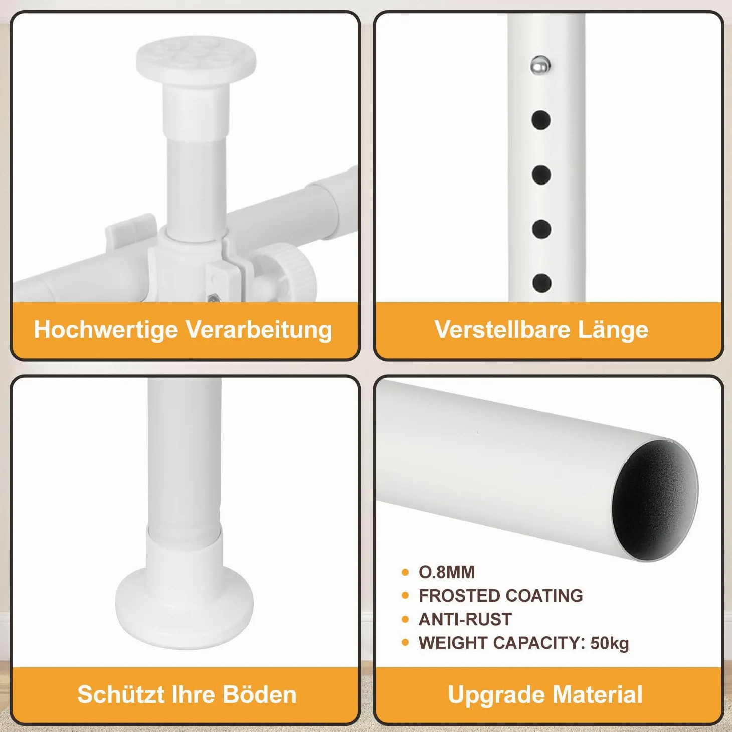 Paravent sans perçage - Tringle à rideaux autoportante réglable en hauteur et en largeur - Support de rideau comme séparateur d'intimité pour chambre à coucher, bureau, salon - Blanc