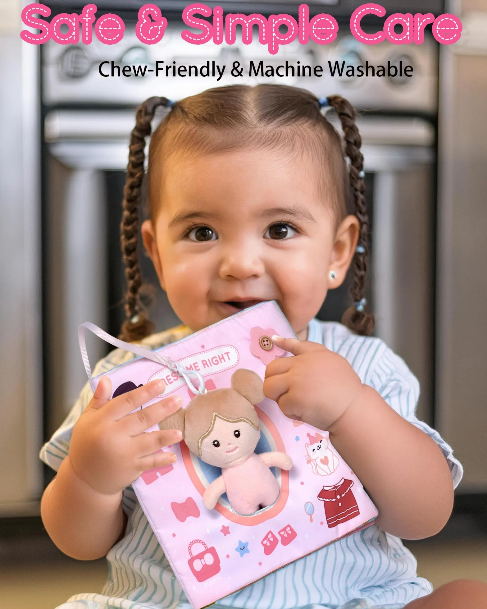 LeyaDoll Livre en Tissu Interactif Sensoriel, Livre d'Activités Éducatif Silencieux pour Bébé 1-3 Ans