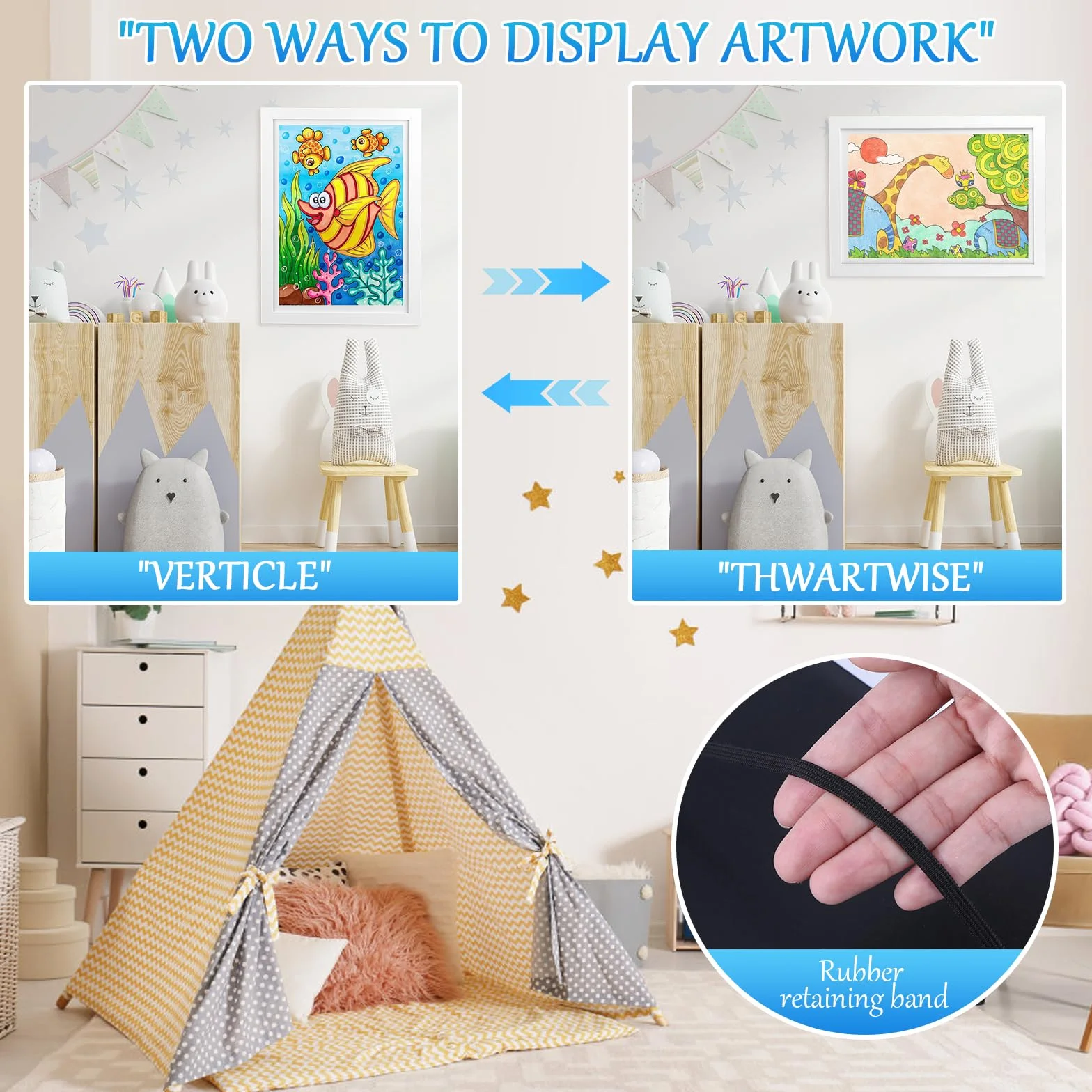 Cadres d'art pour enfants ouverture sur le devant 150 photos A4 blanc 24 x 33 cm