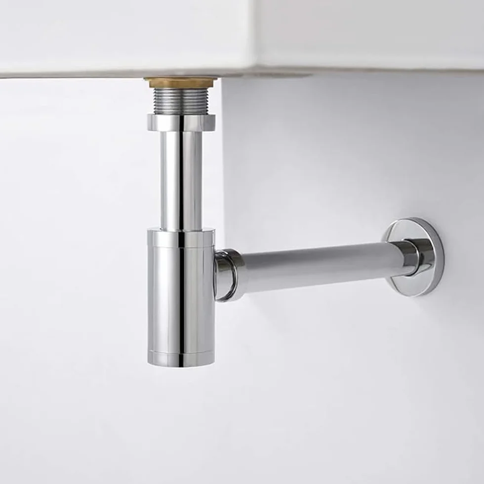 Siphon de bouteille en acier inoxydable pour lavabo de cuisine et salle de bain - Siphon en P - Or brossé