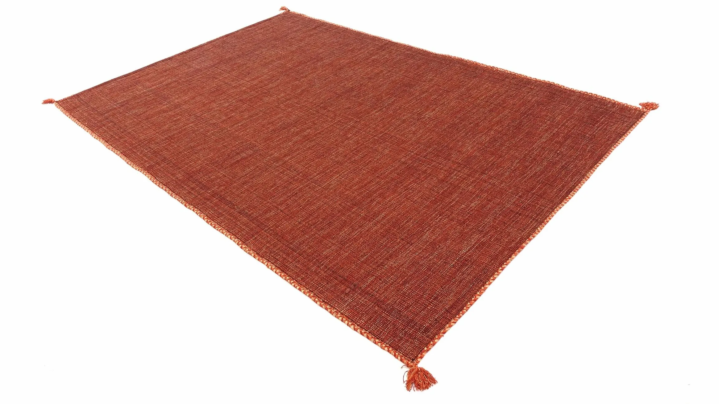 Kelim FRANSI Tapis uni tissé à la main, Tapis intérieur Orange 70 x 140 cm
