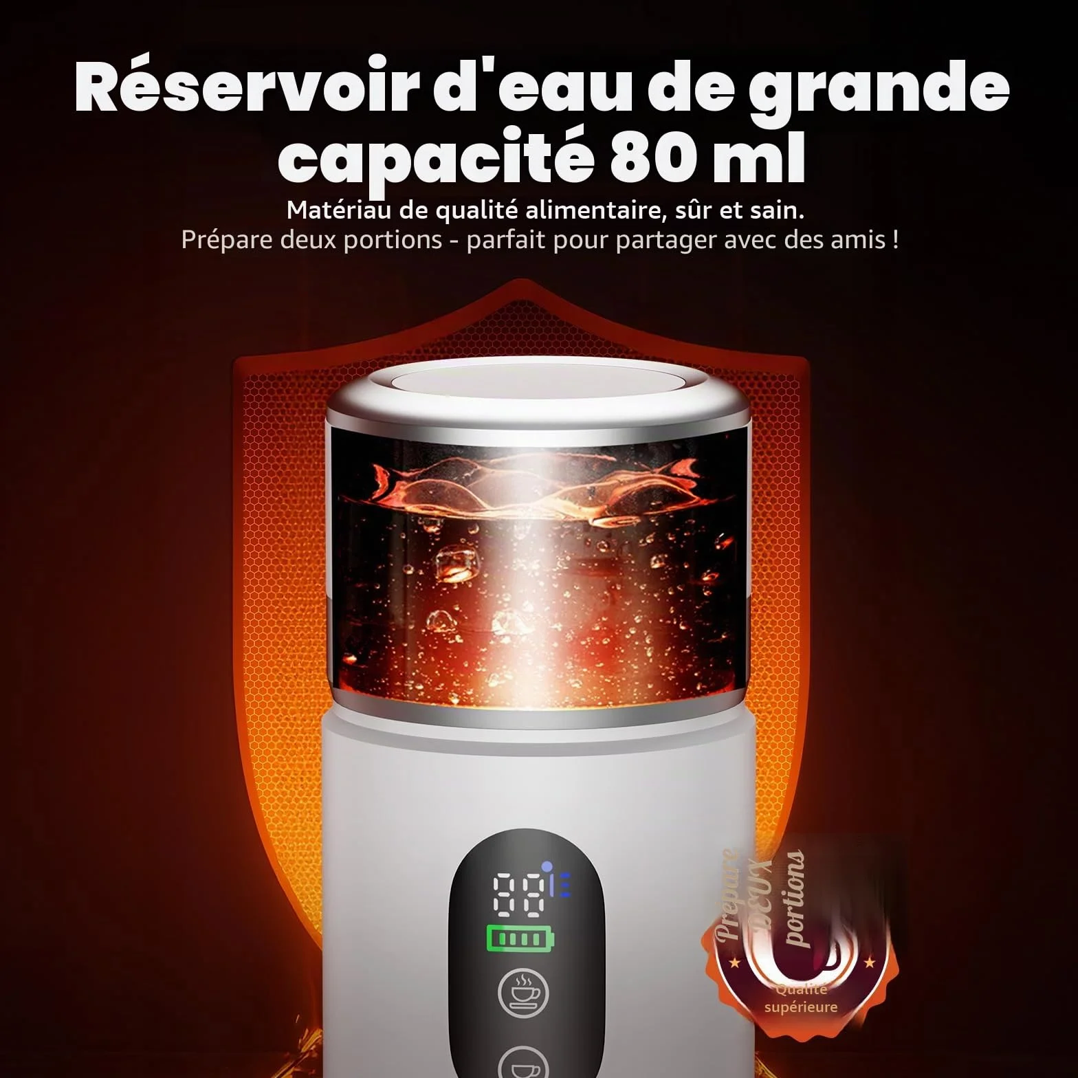 Cafetière Portable 3 en 1,Machine à Café à Capsules Expresso Cafetière Rechargeable avec Batterie 2×7500 mAh,compatible avec Capsules Ness-preso, Dolce-Gusto,pour Camping,Bureau,Voyage