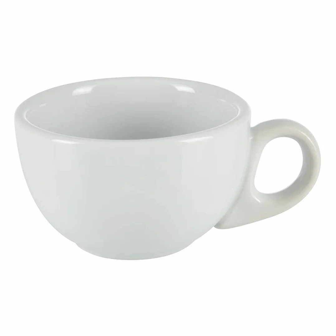 Olympia Athena Tasses empilables 228ml (lot de 24), porcelaine blanche, résistantes aux éclats, compatibles avec la soucoupe CC202, passent au micro-ondes/lave-vaisselle, CC201