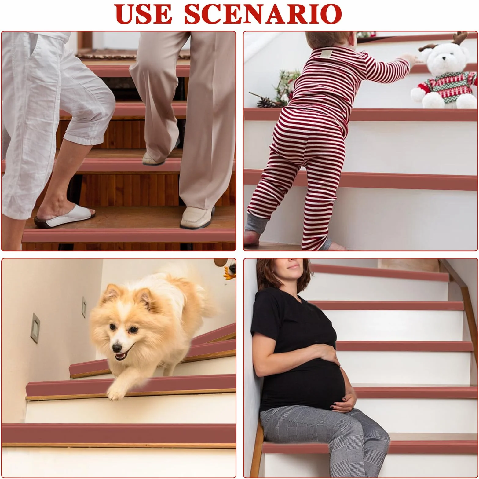 Nez de Marche Escalier Anti-Glissement Caoutchouc 4M Marron