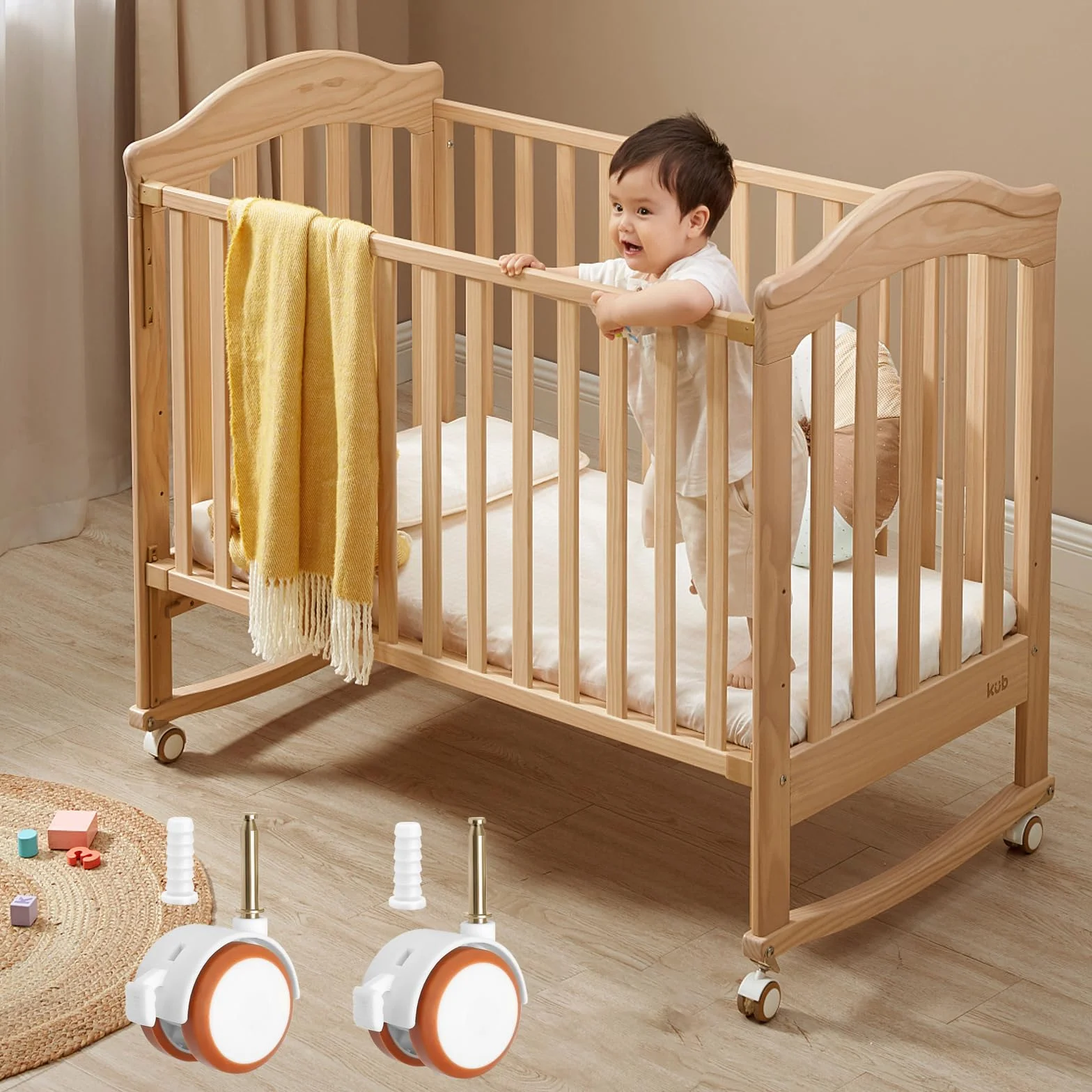 Roulettes pour Lits et Meubles d'Enfant 4 Pièces Blanc