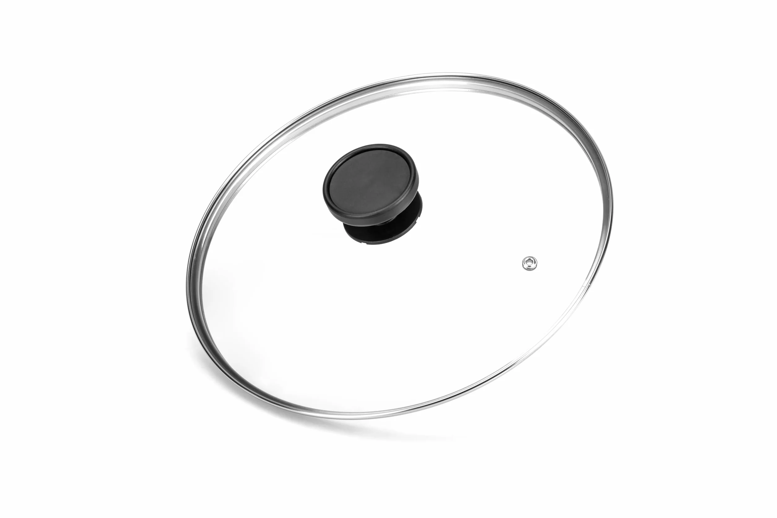 Alluflon Couvercle en Verre Trempé 24 cm, Rebord Acier Inoxydable, Résistant Haute Température