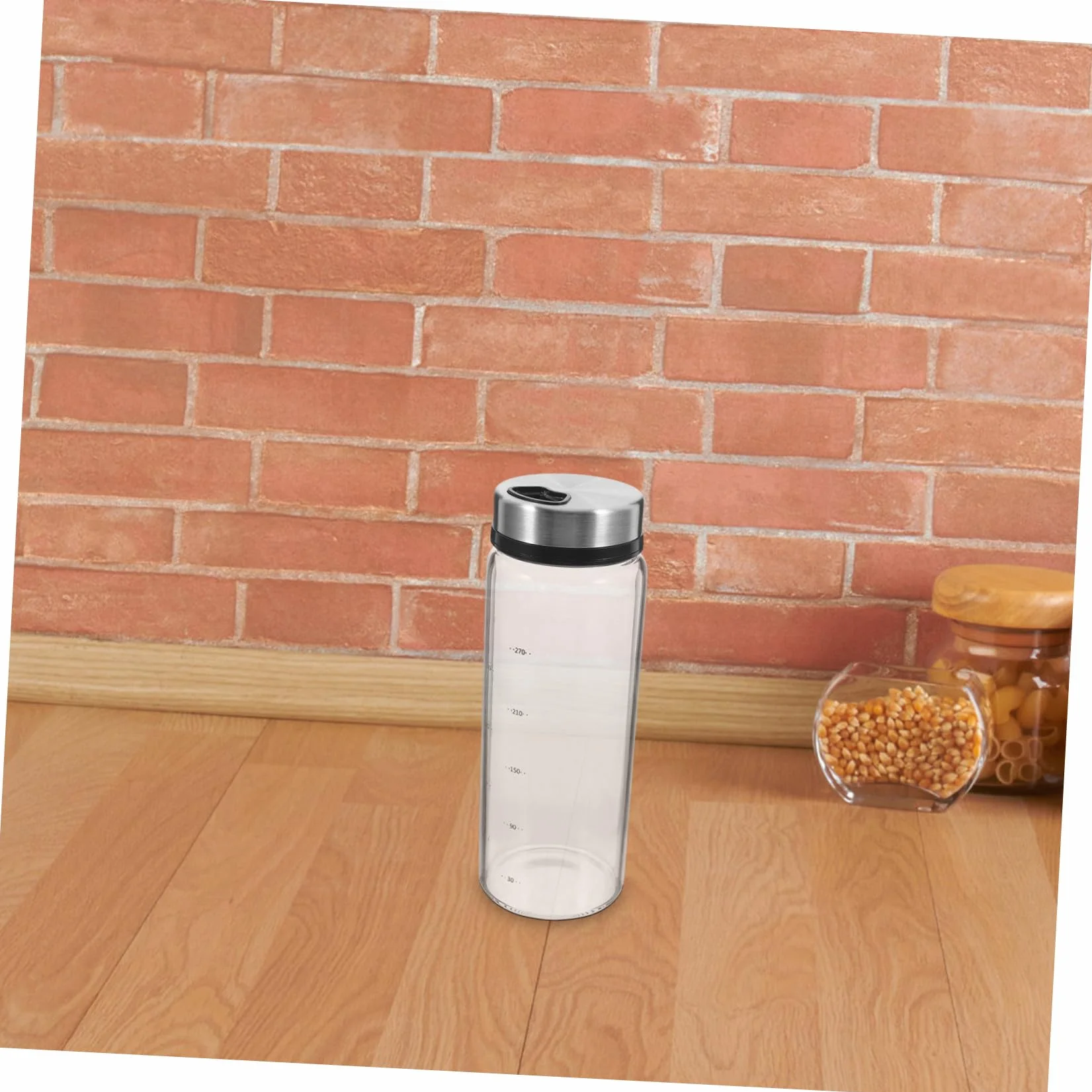 Pot à Épices en Verre 300ml Couvercle Rotatif Acier Inoxydable Récipient à Poivre Cuisine