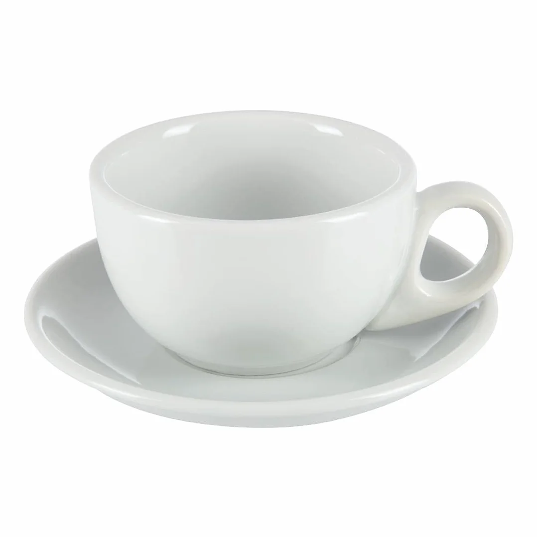 Olympia Athena Tasses empilables 228ml (lot de 24), porcelaine blanche, résistantes aux éclats, compatibles avec la soucoupe CC202, passent au micro-ondes/lave-vaisselle, CC201