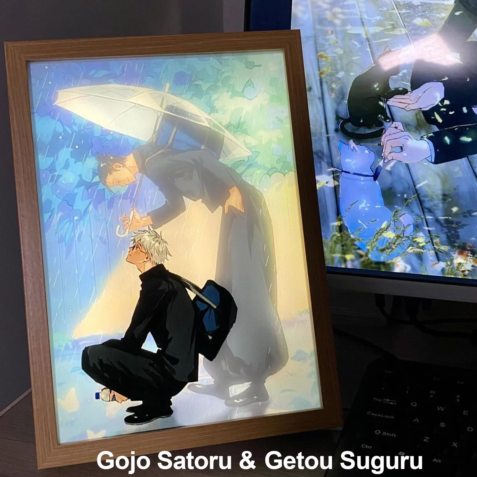 FunLake Jujutsu Kaisen Peinture LED Murale Gojo Satoru Geto Suguru Cadre Bureau