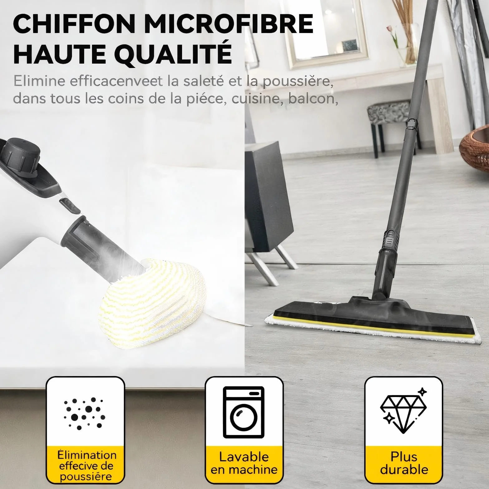 Lot De 6 Chiffons En Microfibre Compatibles Karcher EasyFix SC 1 SC 2 SC 3 SC 4 SC 5 Accessoires Nettoyeur Vapeur