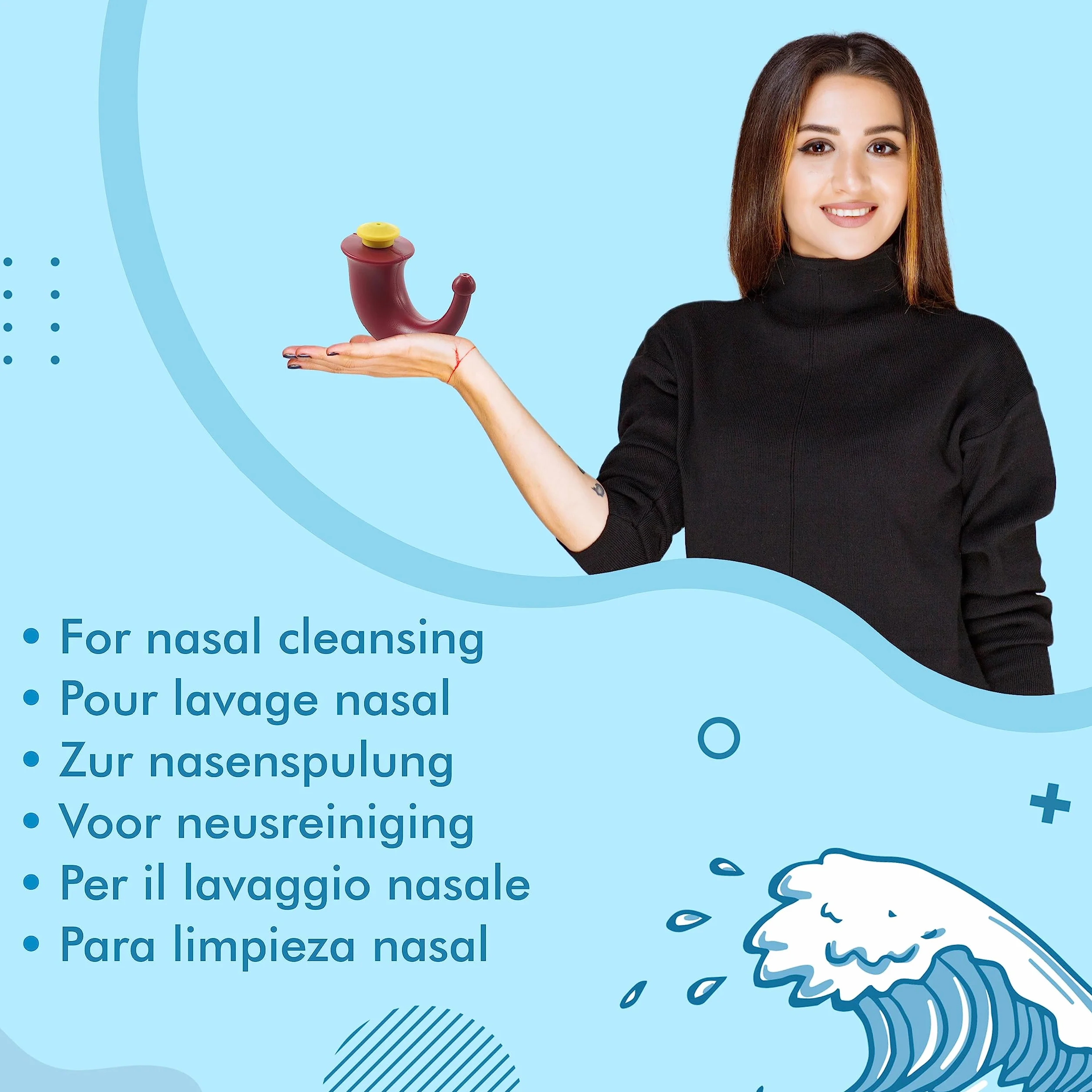Neti Pot en forme de corne Lota nasale adulte 200 ml plastique Lavage nasal