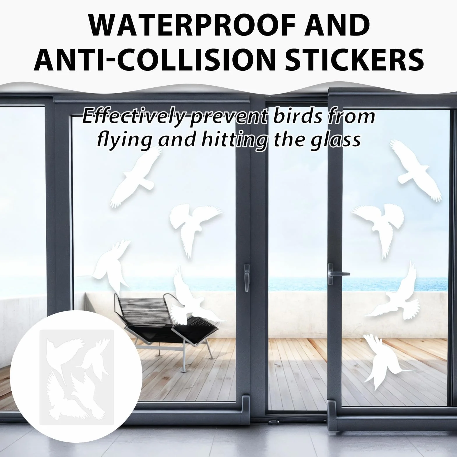 Autocollants Anti-Collision Oiseaux Blancs Protection Vitres Adhésifs Électrostatiques Réutilisables Décoration