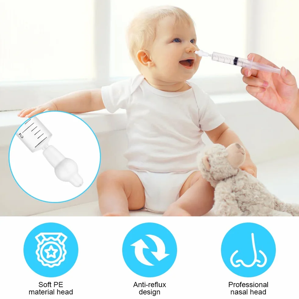 Embout Seringue Nasale Bebe Silicone 4PCS Remplacement Mouche Bebe Blanc